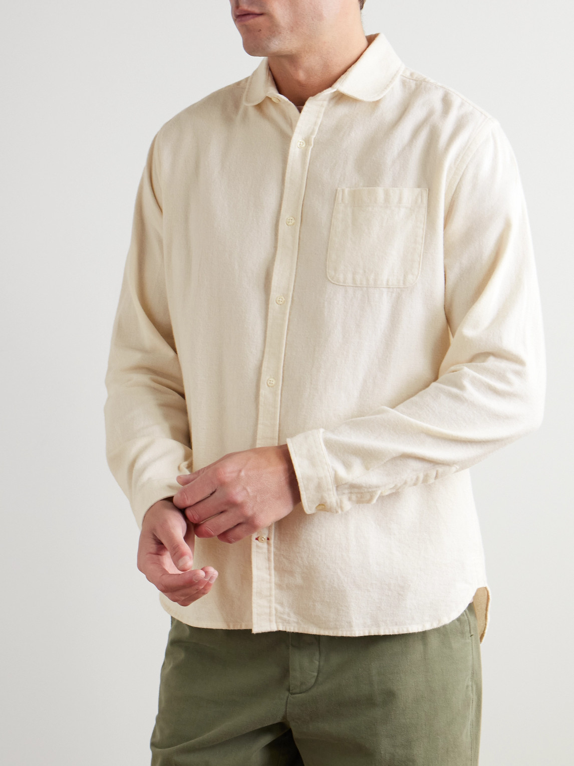 Oliver Spencer Eton Organic Cotton Shirt In Neutrals