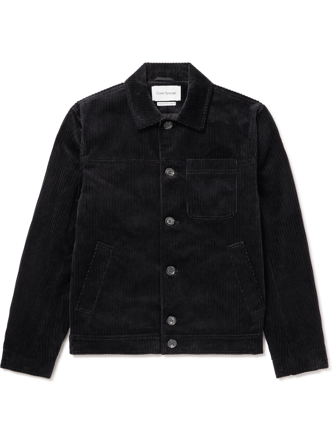 Oliver Spencer Buffalo Cotton-corduroy Jacket In Black