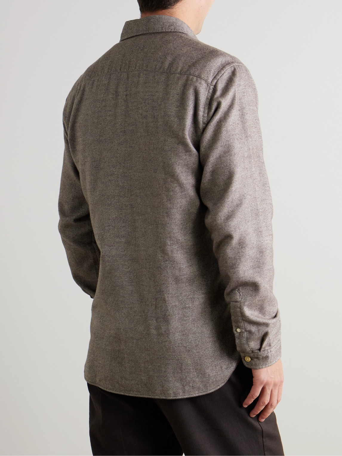 Oliver Spencer Gallagher Organic Cotton-flannel Shirt In Brown