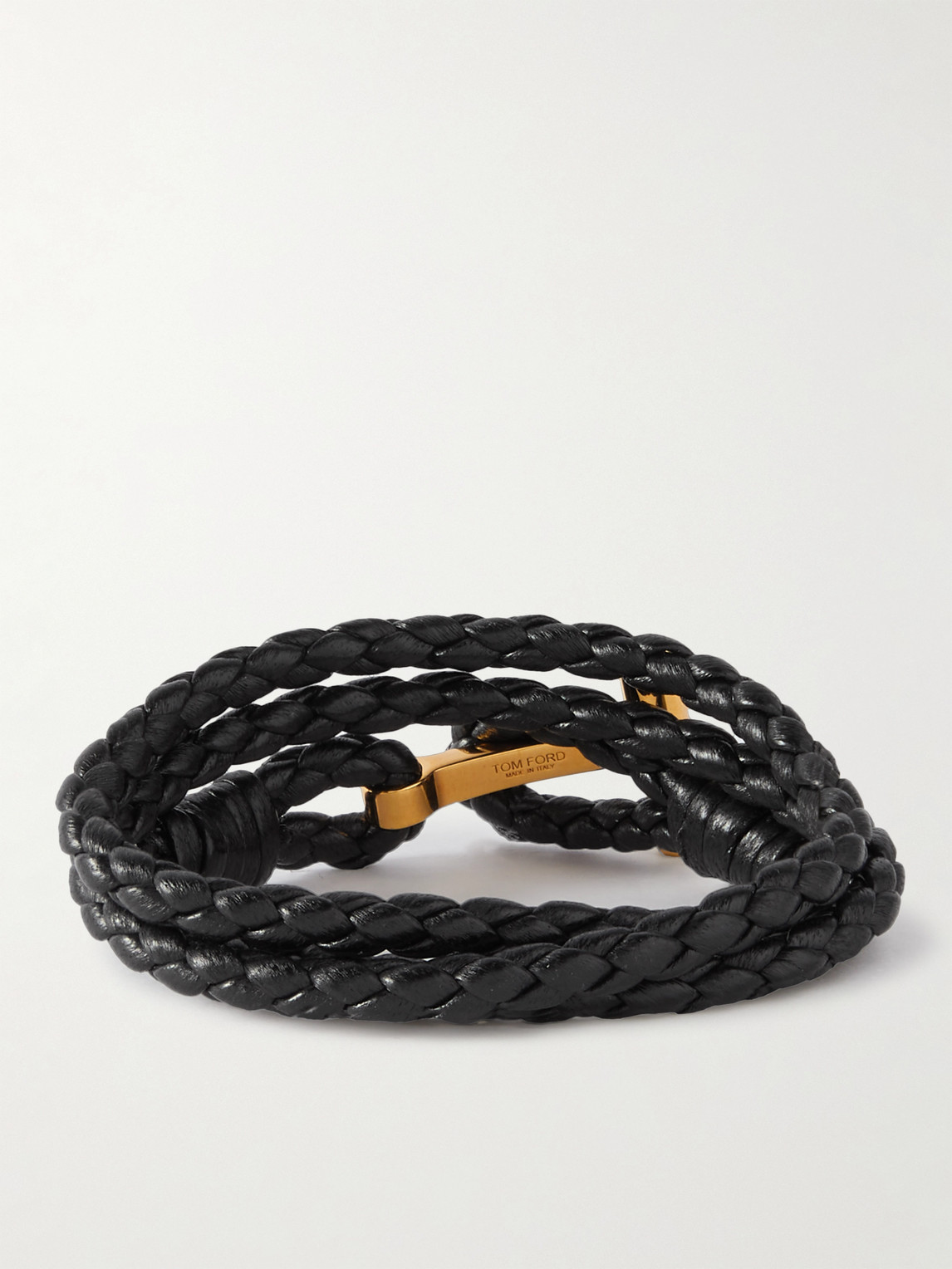 TOM FORD – Woven Leather and Gold-Plated Wrap Bracelet