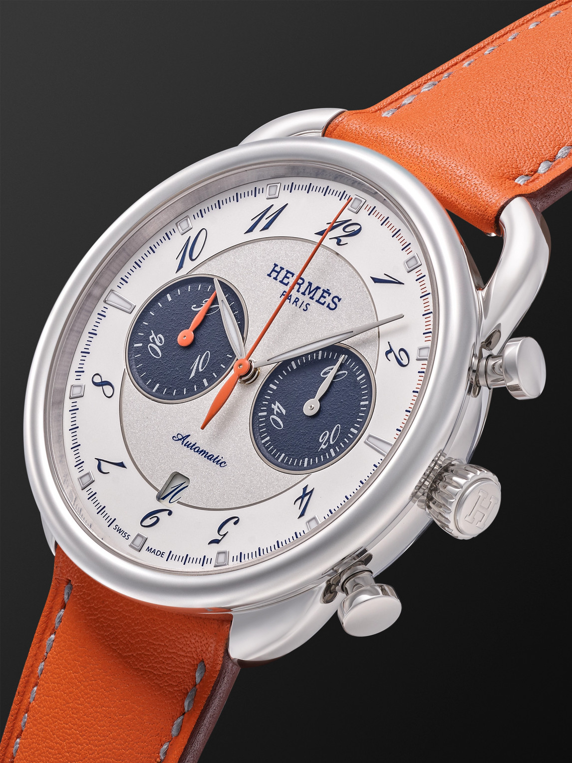  Hermès Timepieces - Arceau Chronographe Automatic 42mm Stainless Steel And Leather Watch, Ref. No. 404111ww00 - Men - White 