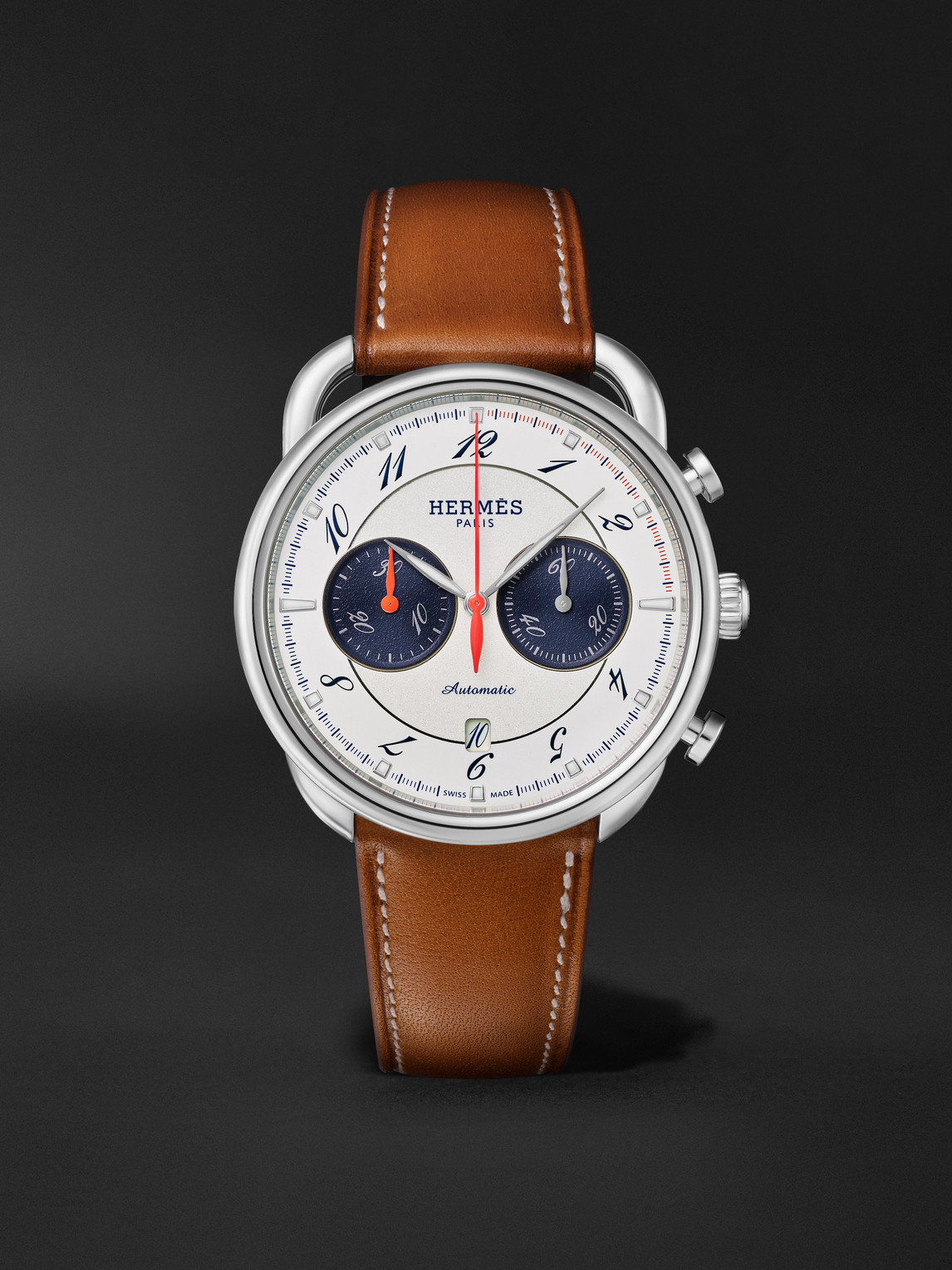 Hermès Timepieces Arceau Automatic Chronograph 42mm Stainless Steel and Leather Watch, Ref. No. W404113WW00 - Men