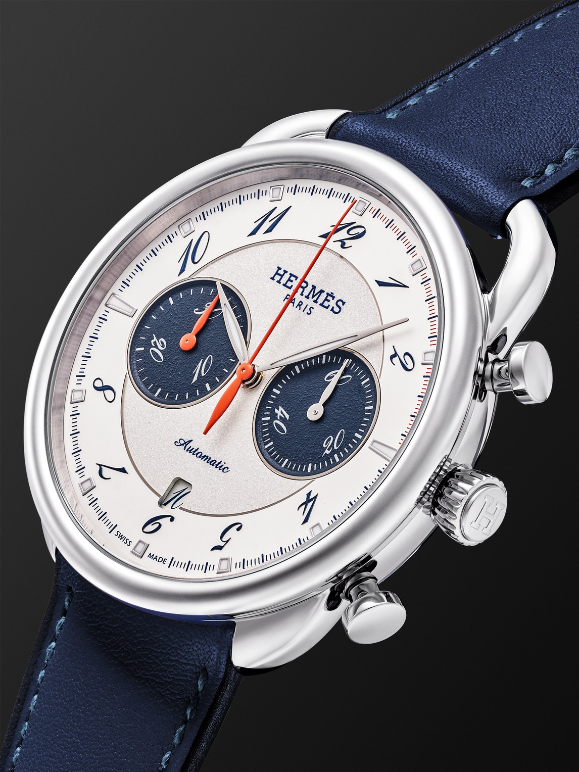  Hermès Timepieces - Arceau Chronographe Automatic 42mm Stainless Steel And Leather Watch, Ref. No. 403964ww00 - Men - White 