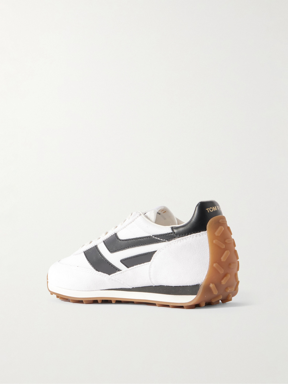 Shop Tom Ford Mick Leather-trimmed Suede And Mesh Sneakers In White