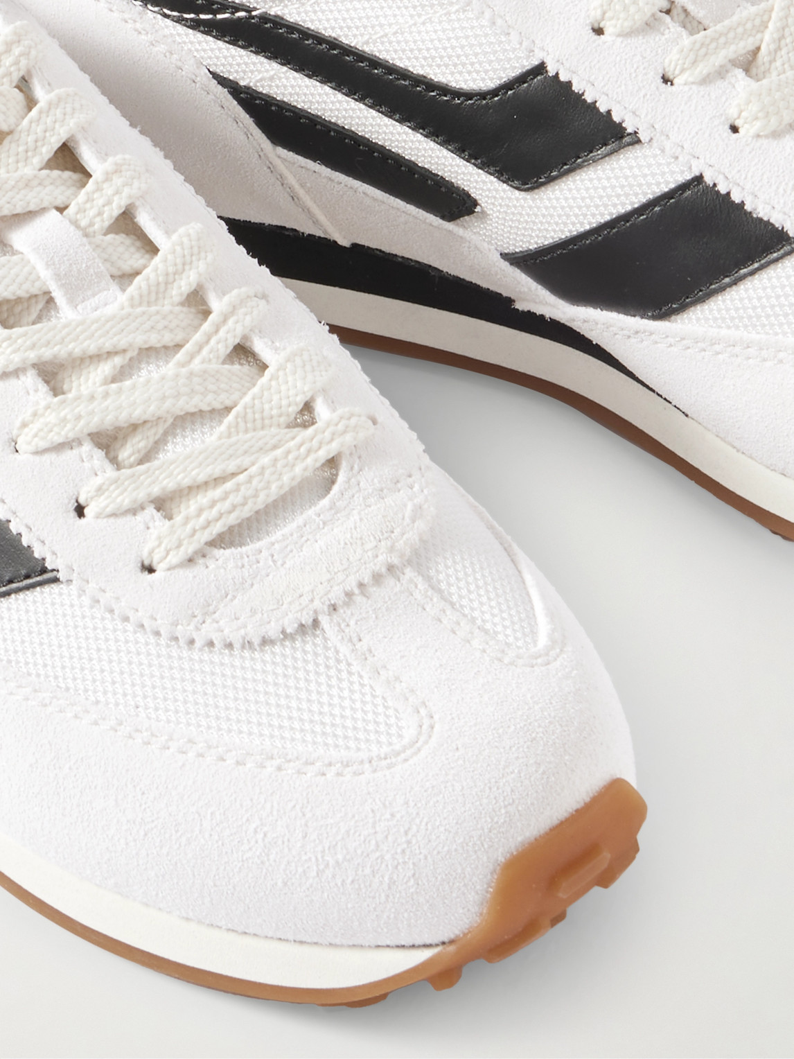Shop Tom Ford Mick Leather-trimmed Suede And Mesh Sneakers In White
