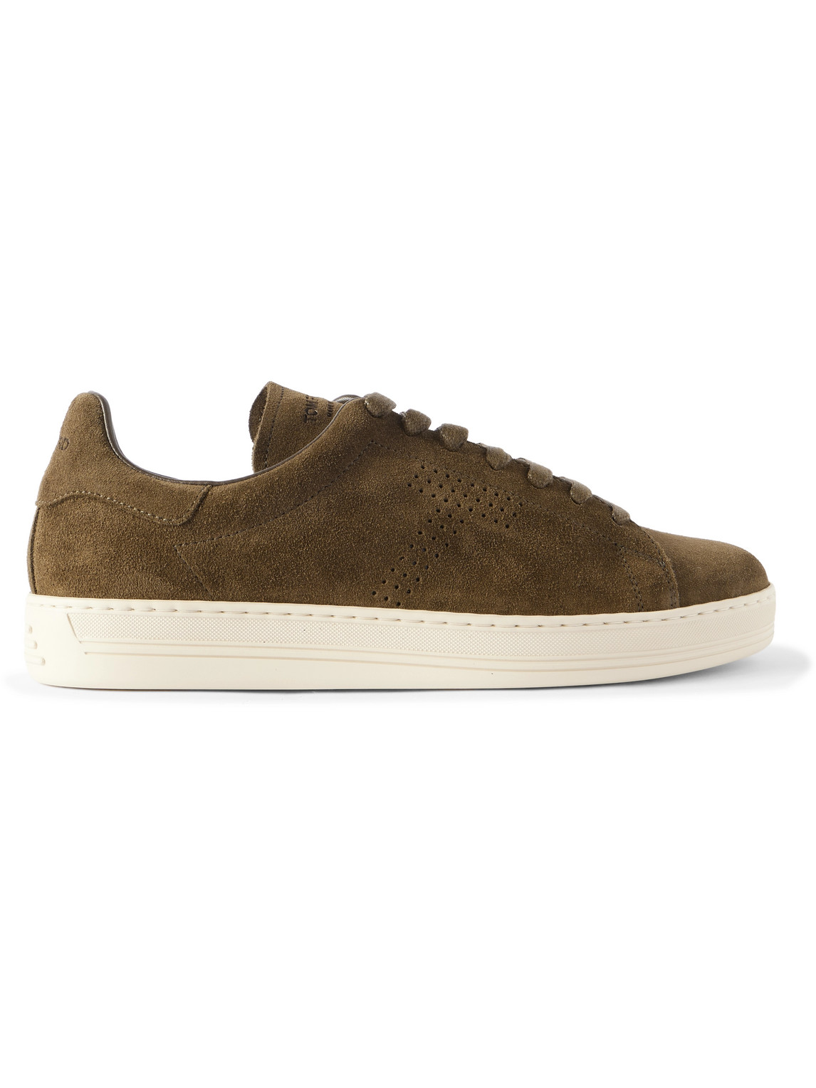 Tom Ford Warwick Perforated Suede Sneakers In Green