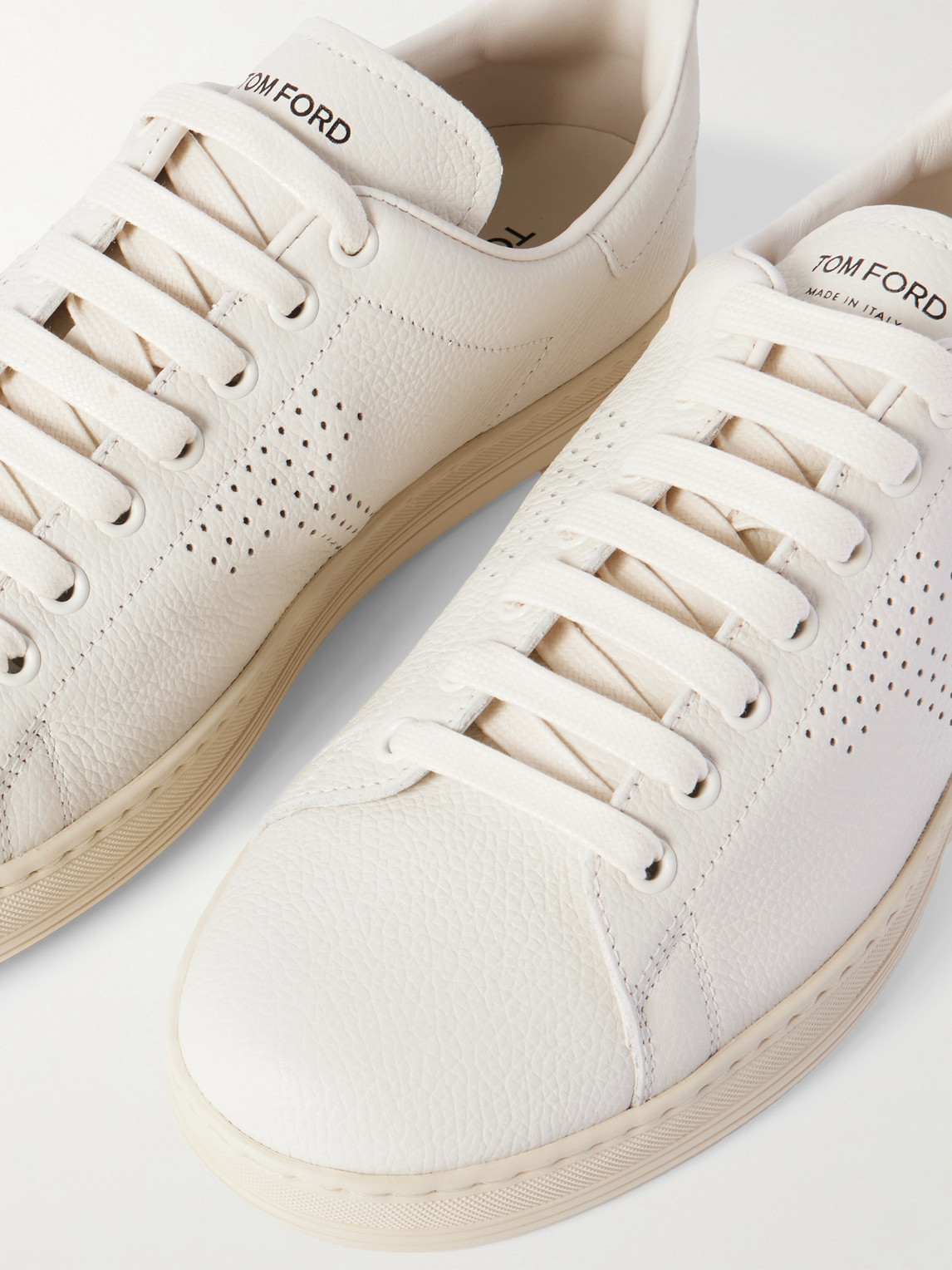 Shop Tom Ford Warwick Full-grain Leather Sneakers In White
