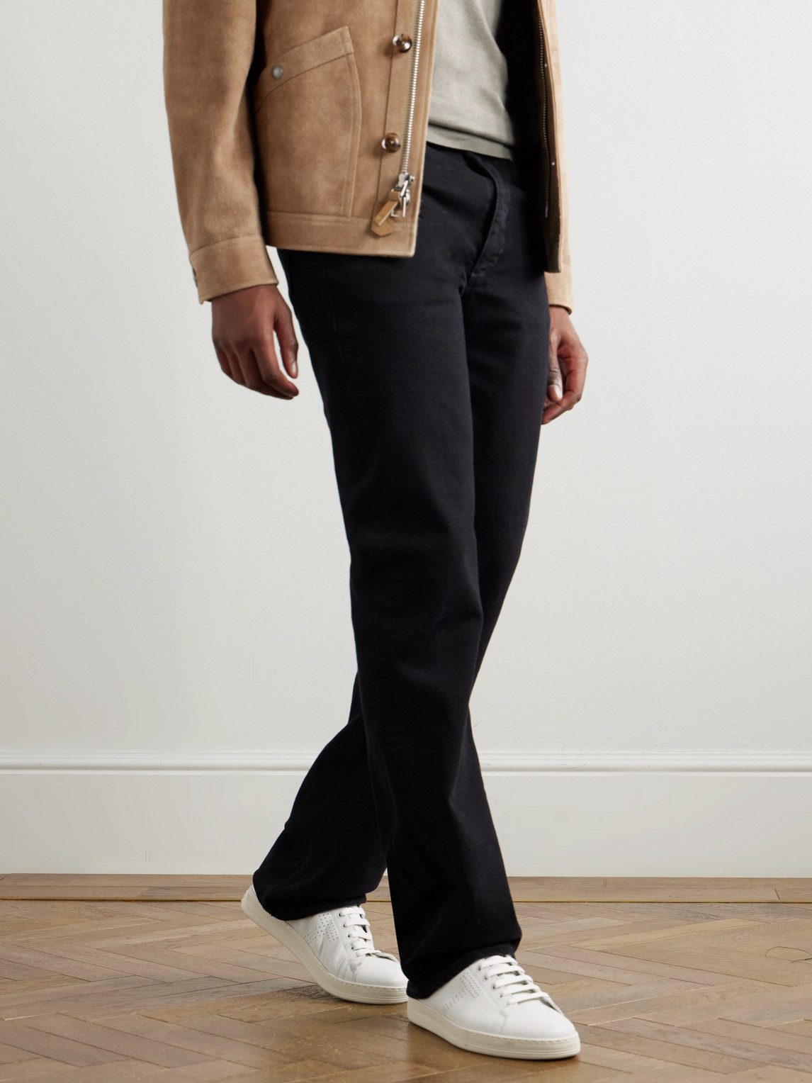 Shop Tom Ford Warwick Full-grain Leather Sneakers In White