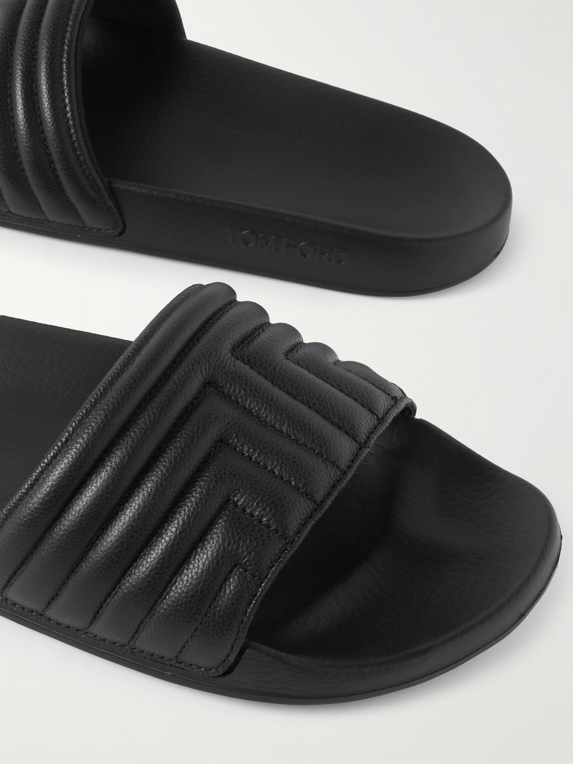 Tom Ford Harris Quilted Leather Slides In Black