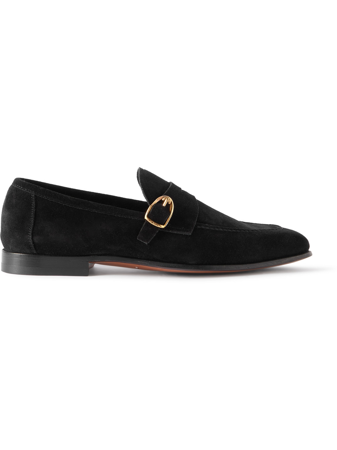 Tom Ford Dover Suede Penny Loafers In Black