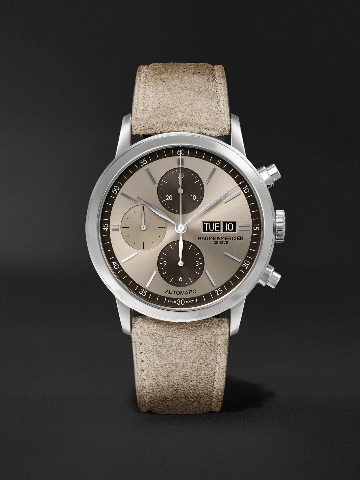 Baume & Mercier Classima Automatic Chronograph 42mm Stainless Steel and Suede Watch, Ref. No. 10782 - Men