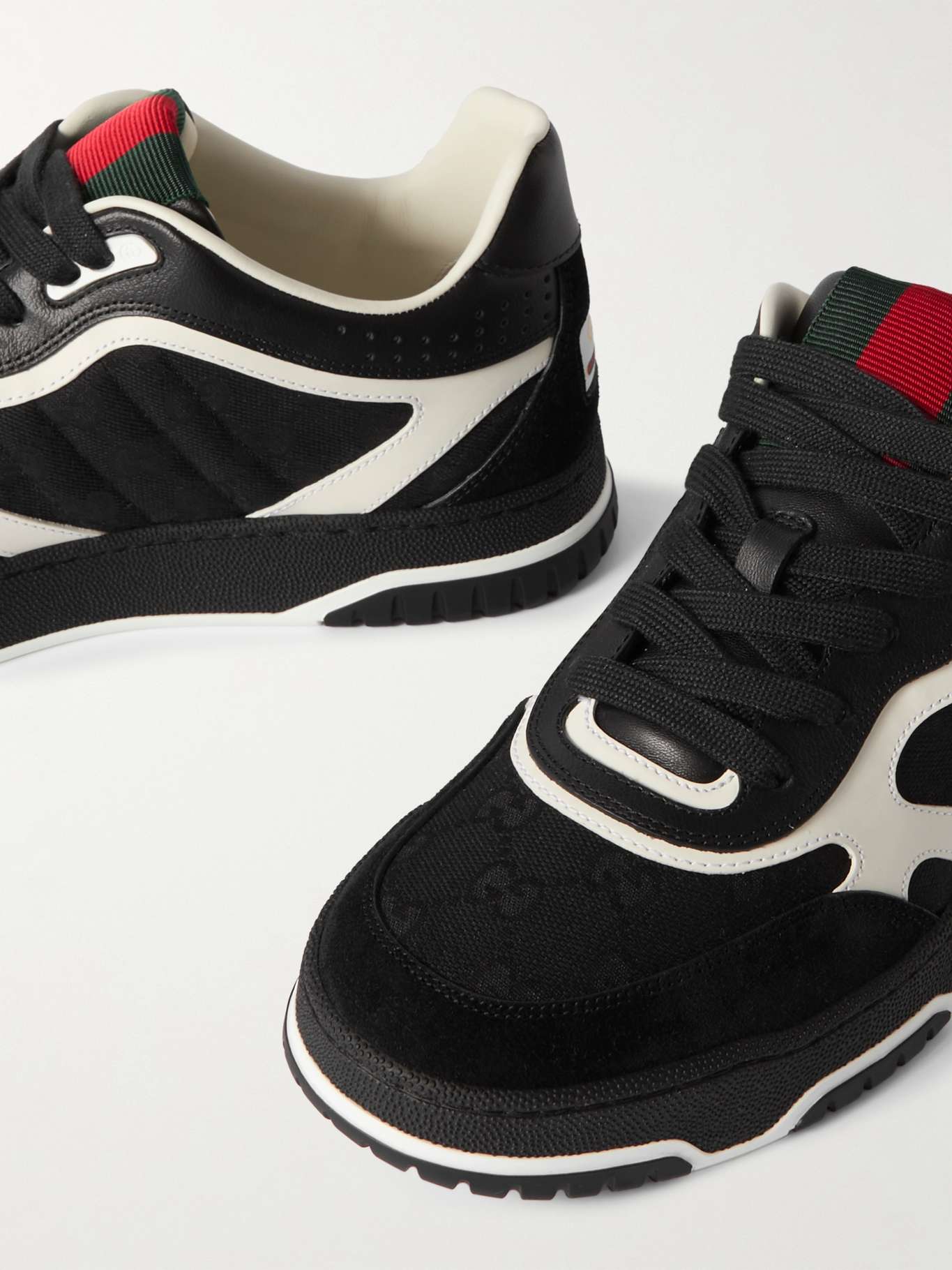GG Men's Re-Web Sneaker White Black Calfskin 534247 main image 1