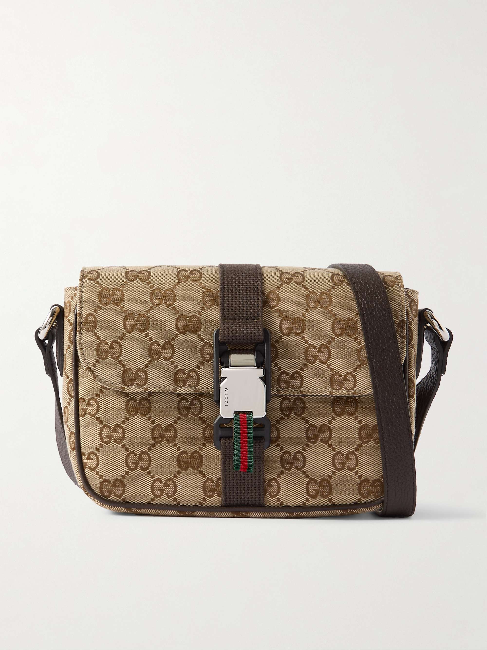 【GUCCI】コーティングキャンバス ショルダ―バッグ レザー GUCCI コーティングキャンバス ショルダ―バッグ レザートリム