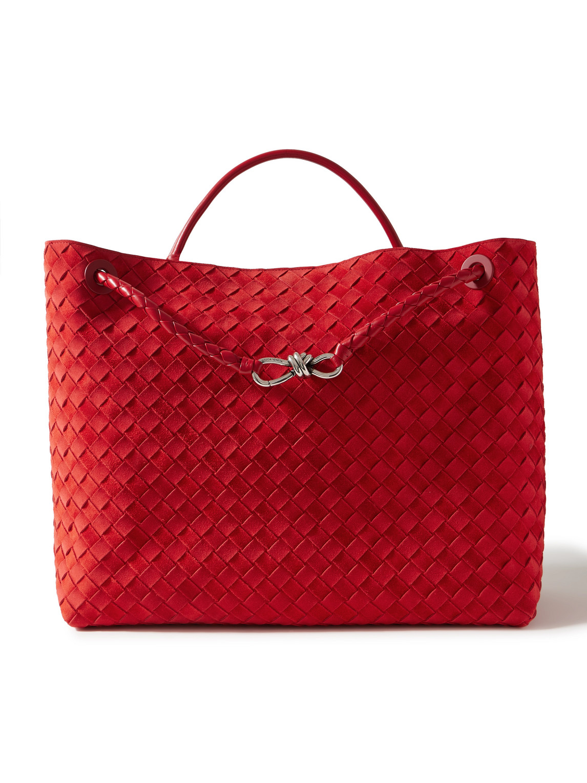 Bottega Veneta Andiamo Large Embellished Intrecciato Leather-trimmed Suede Tote