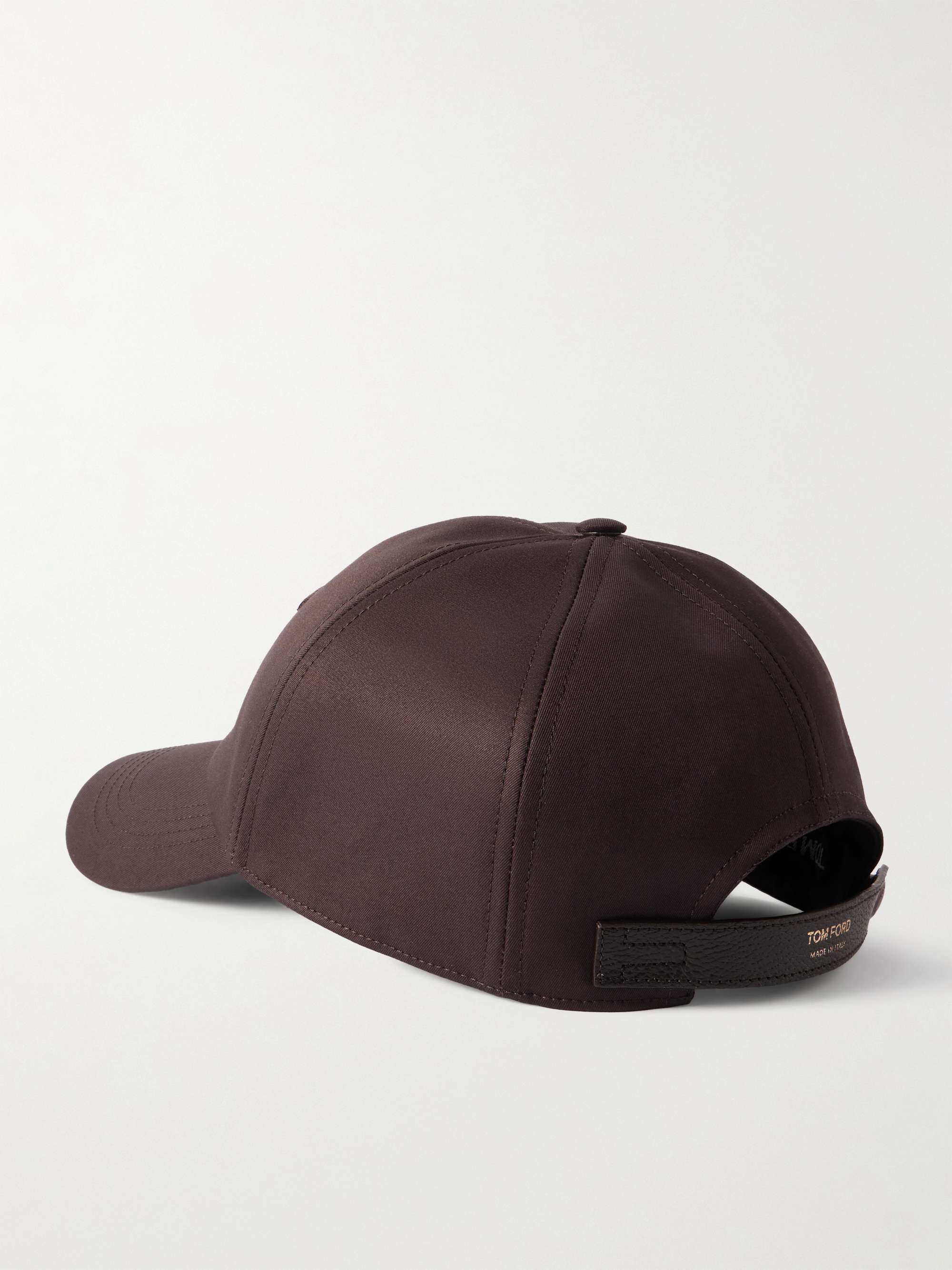 TOM FORD Leather-Trimmed Logo-Embroidered Cotton-Canvas Baseball Cap