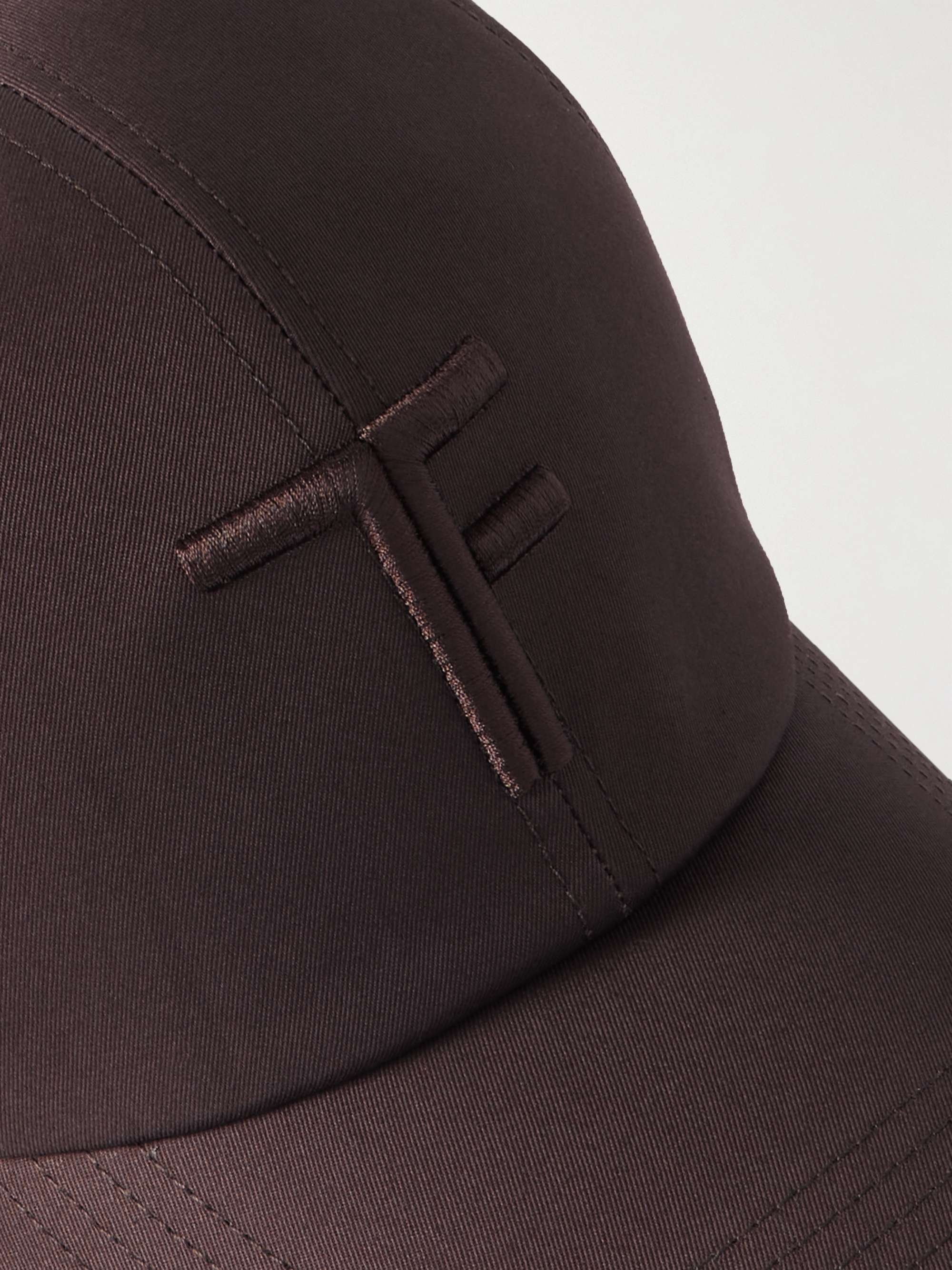 TOM FORD Leather-Trimmed Logo-Embroidered Cotton-Canvas Baseball Cap