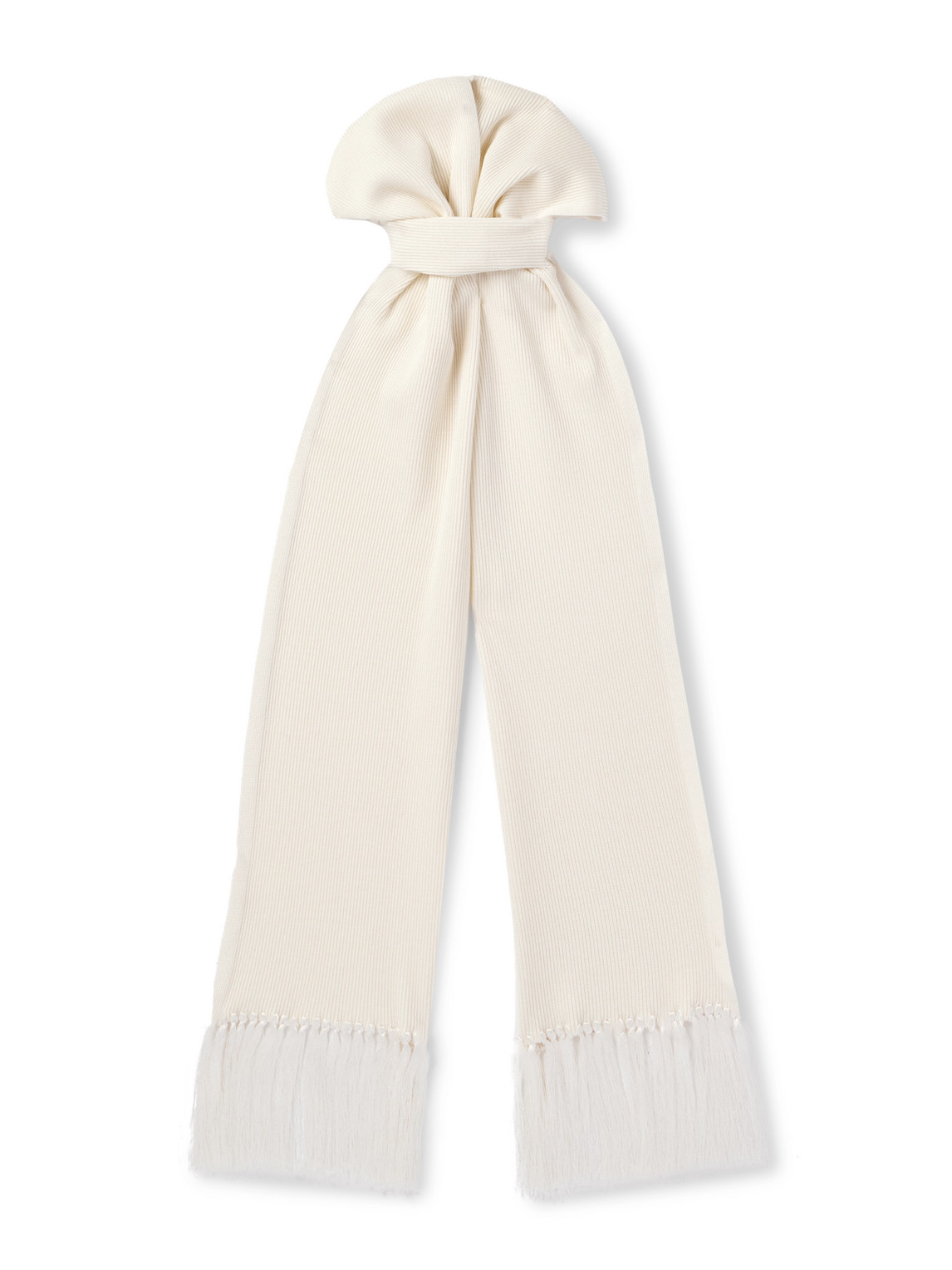 Tom Ford Tasselled Ribbed Silk-blend Scarf In Neutrals