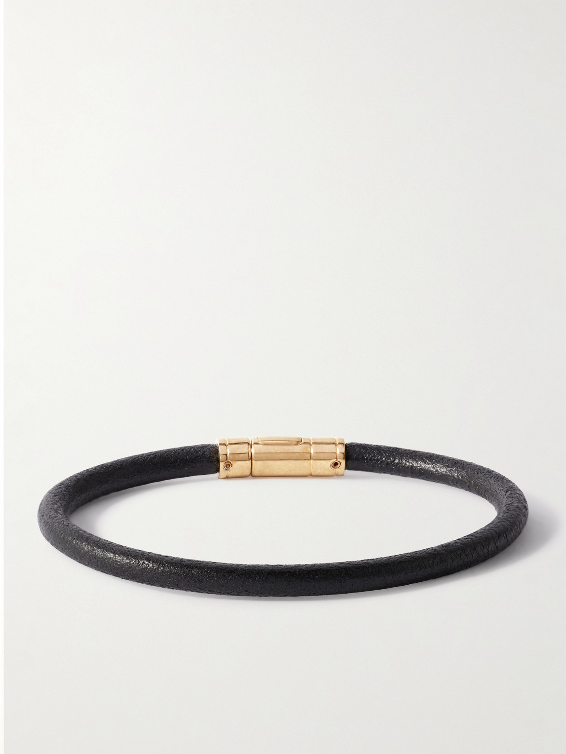 Tom Ford Gold-tone And Leather Bracelet In Black