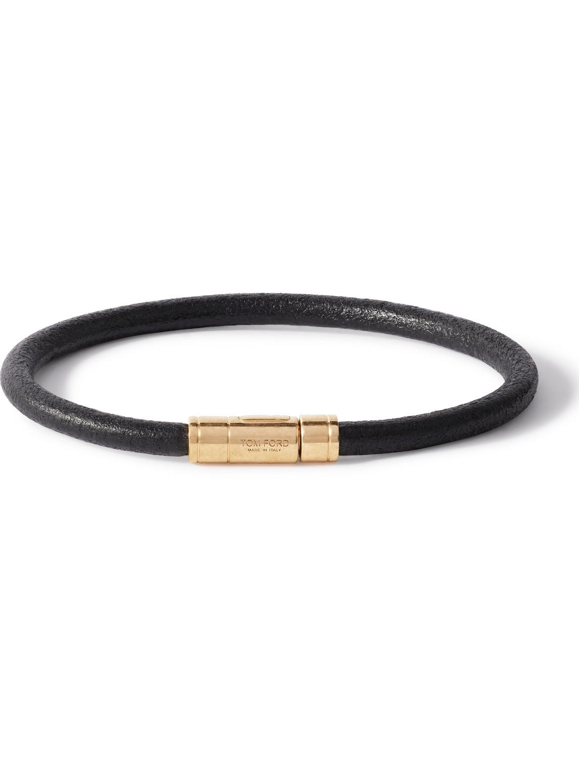 Tom Ford Gold-tone And Leather Bracelet In Black