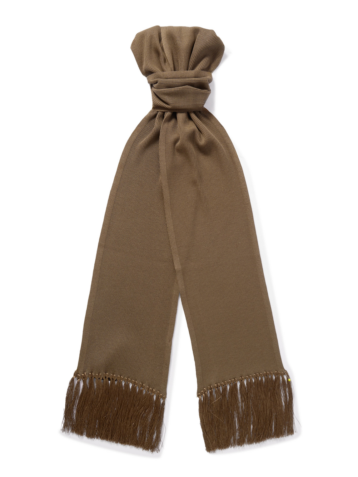 Tom Ford Tasselled Ribbed Silk-blend Scarf In Brown