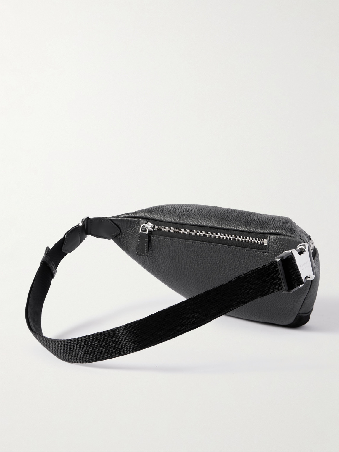 Tom Ford Suede-trimmed Full-grain Leather Belt Bag In Black