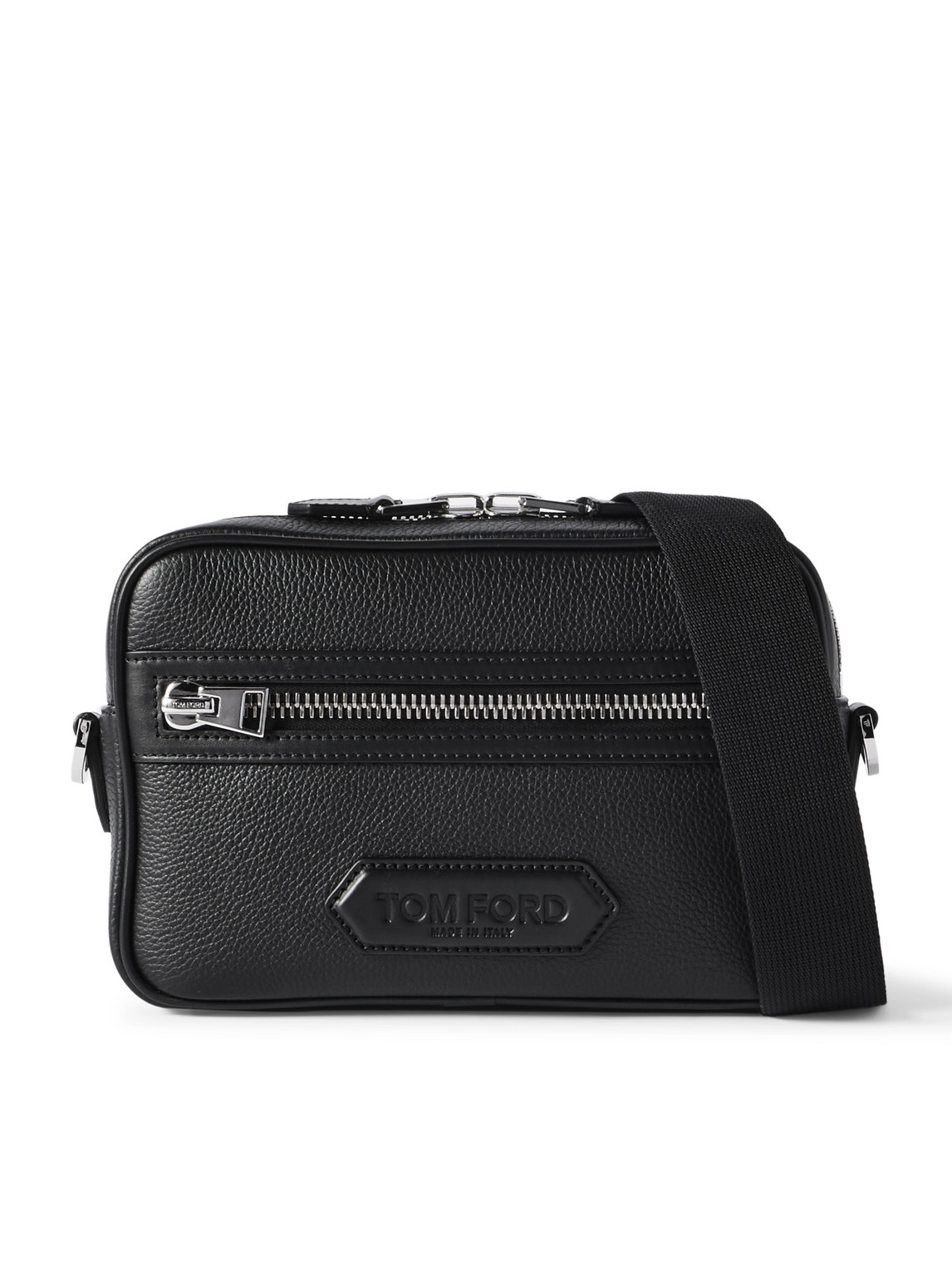 Tom Ford Logo-appliquéd Full-grain Leather Messenger Bag In Black