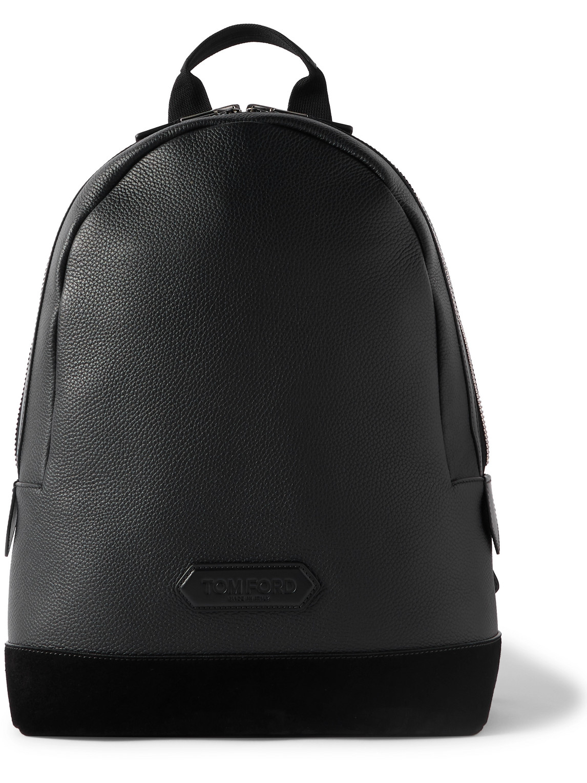 Tom Ford Suede-trimmed Full-grain Leather Backpack In Black