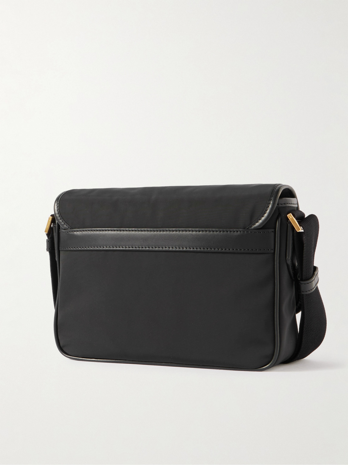 Tom Ford Leather-trimmed Recycled-nylon Messenger Bag In Black