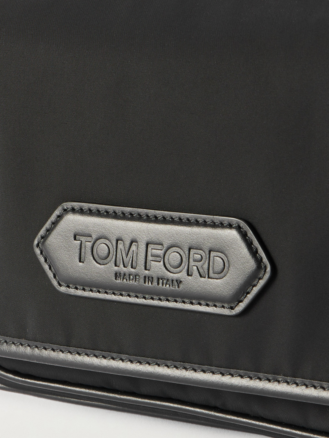 Tom Ford Leather-trimmed Recycled-nylon Messenger Bag In Black