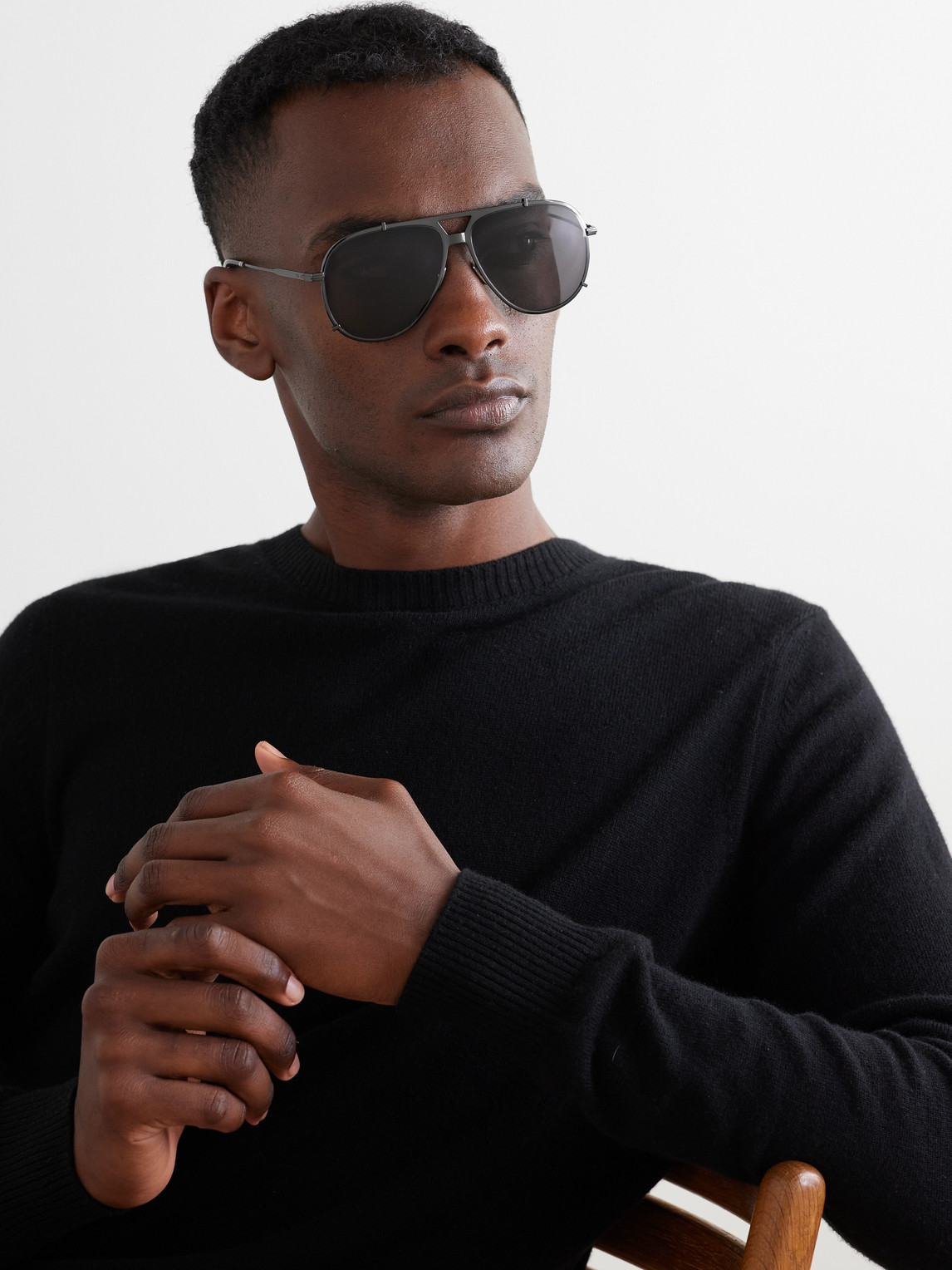 Dior Blacksuit A3u Aviator-style Metal Sunglasses In Black