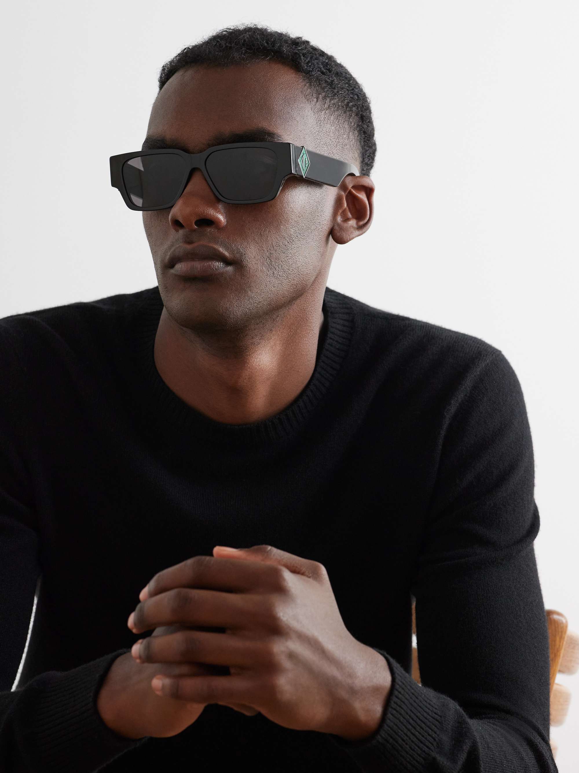 Black CD Diamond S5I Square-Frame Acetate and Malachite Black CD Diamond S5I Square-Frame Acetate and Malachite
