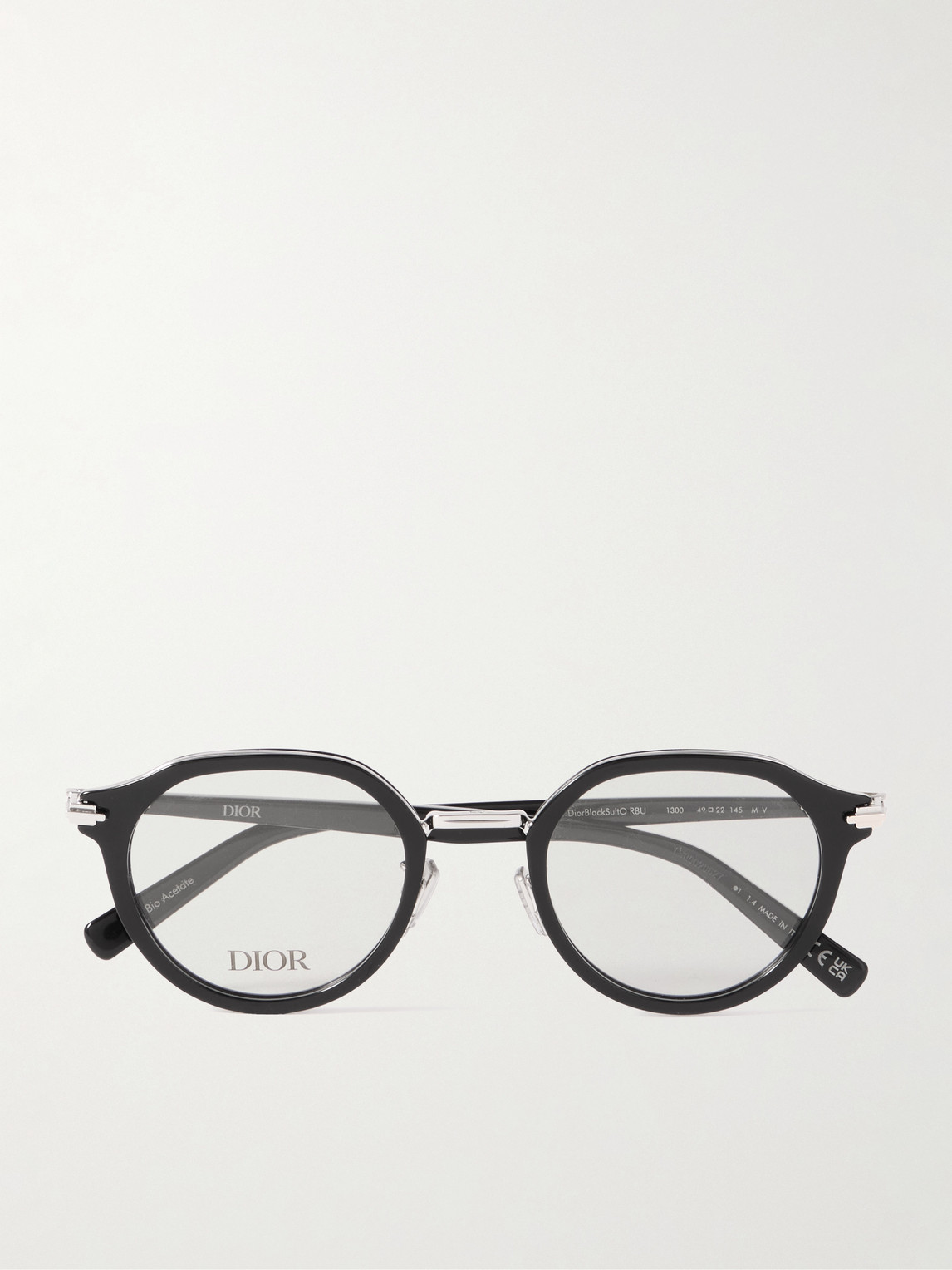 DIOR Eyewear DiorBlackSuit R8U Round-Frame Acetate and Silver-Tone Optical Glasses - Men