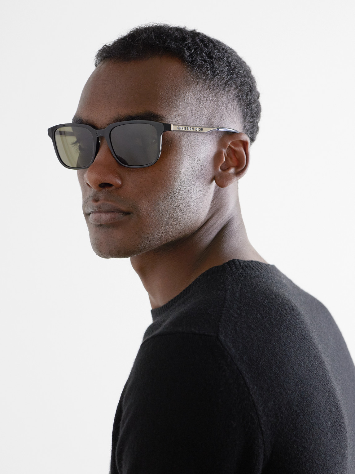Dior Tag Su Square-frame Acetate And Gold-tone Sunglasses In Black