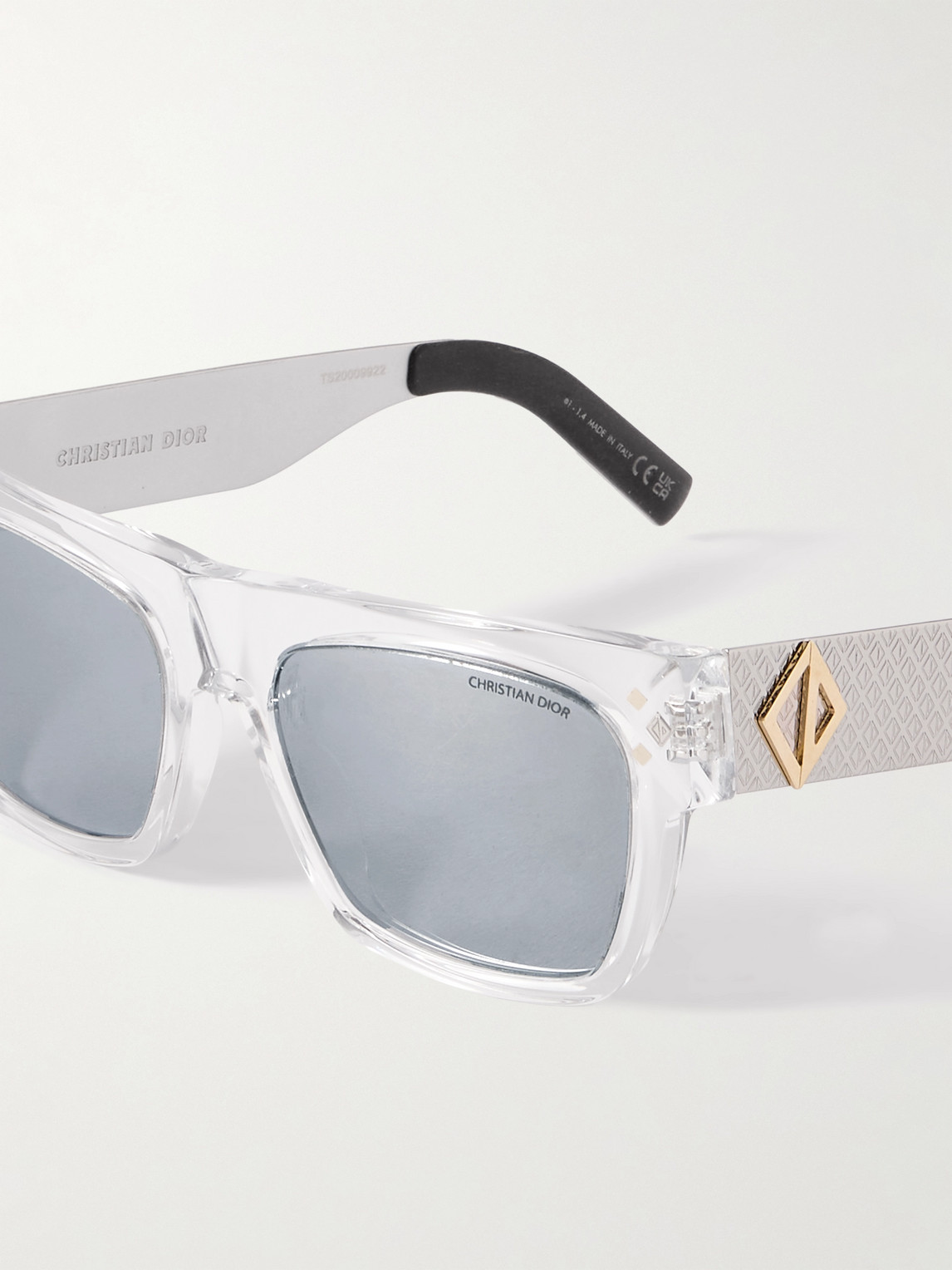Dior Cd Diamond S8i Square-frame Acetate And Monogrammed Silver-tone Sunglasses In Silver
