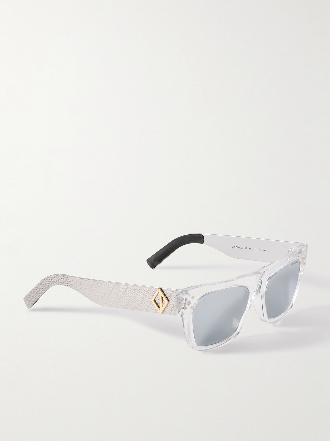 Dior Cd Diamond S8i Square-frame Acetate And Monogrammed Silver-tone Sunglasses In Silver
