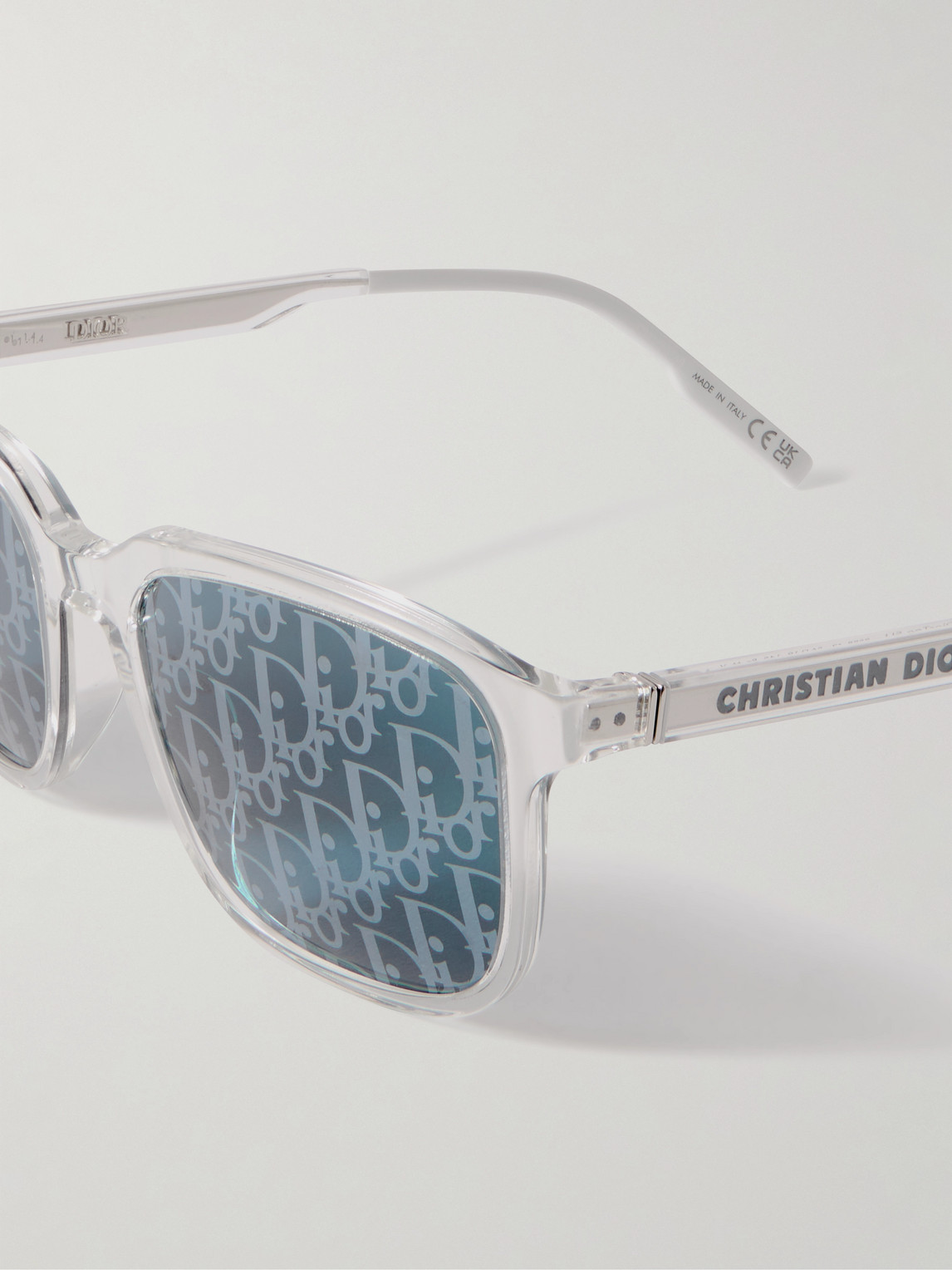 Dior Tag Su Square-frame Acetate And Silver-tone Mirrored Sunglasses In Neutrals