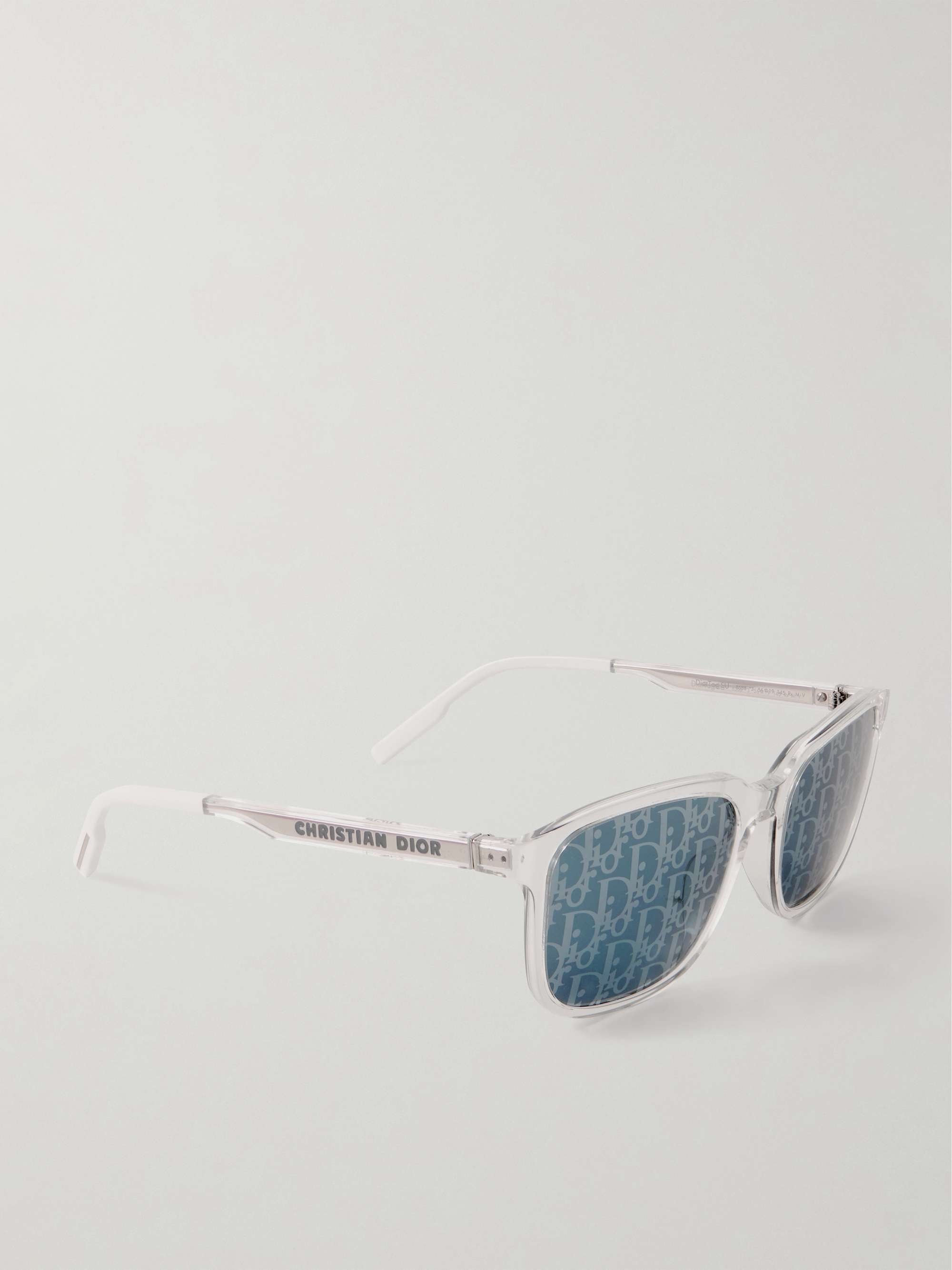 DIOR EYEWEAR 디올태그 SU 스퀘어 프레임 아세테이트 실버톤 미러 선글라스