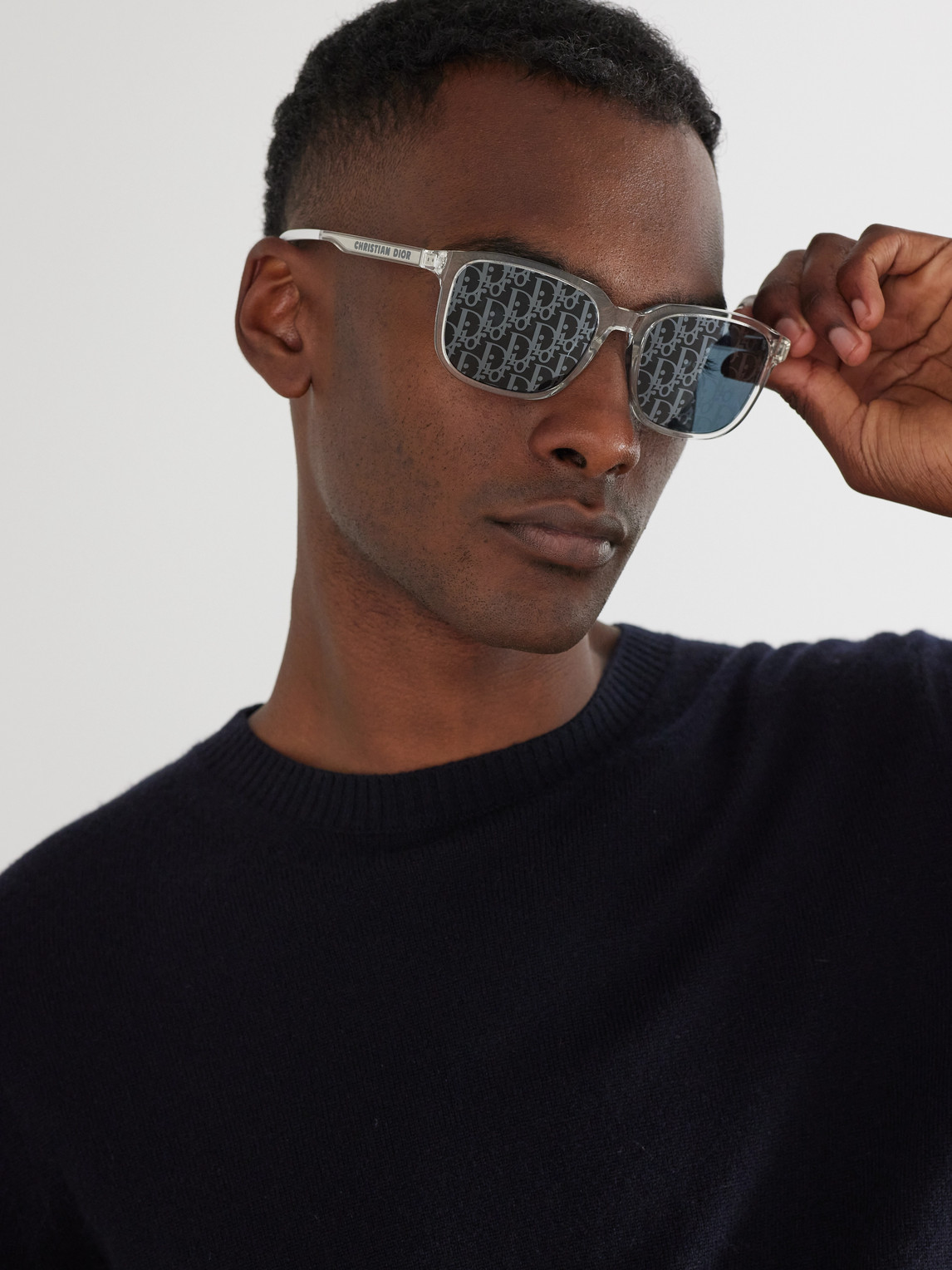Dior Tag Su Square-frame Acetate And Silver-tone Mirrored Sunglasses In Neutrals