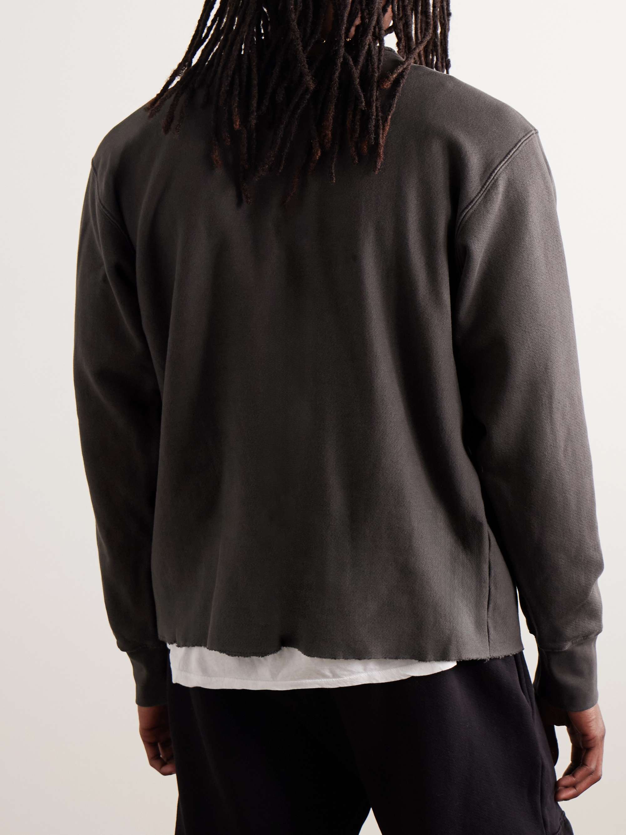 LES TIEN Distressed Cotton-Jersey Sweatshirt