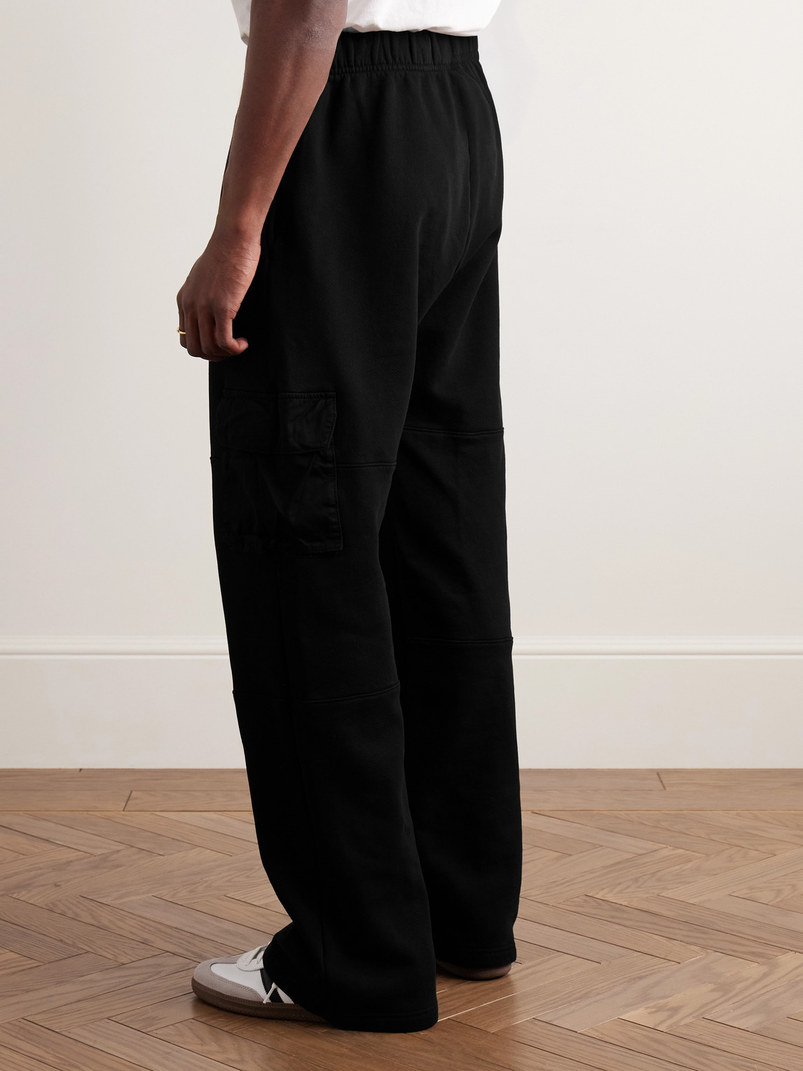 Les Tien Straight-leg Garment-dyed Cotton-jersey Sweatpants In Black