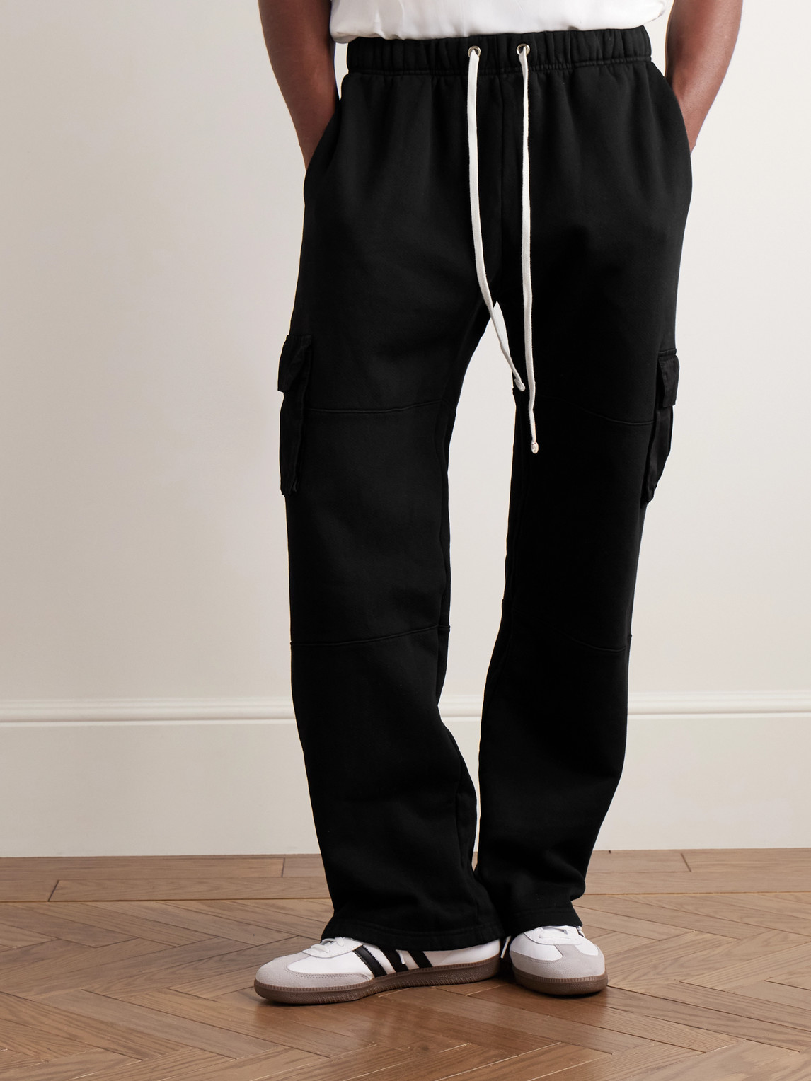 Les Tien Straight-leg Garment-dyed Cotton-jersey Sweatpants In Black