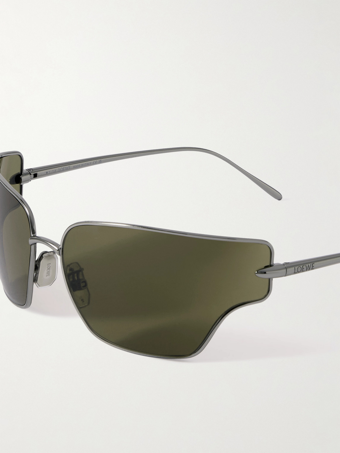 Loewe Wrap-around Silver-tone Sunglasses In Gray