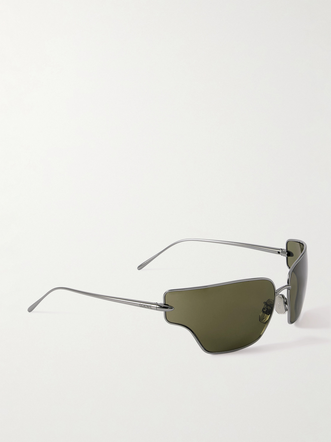 Loewe Wrap-around Silver-tone Sunglasses In Gray