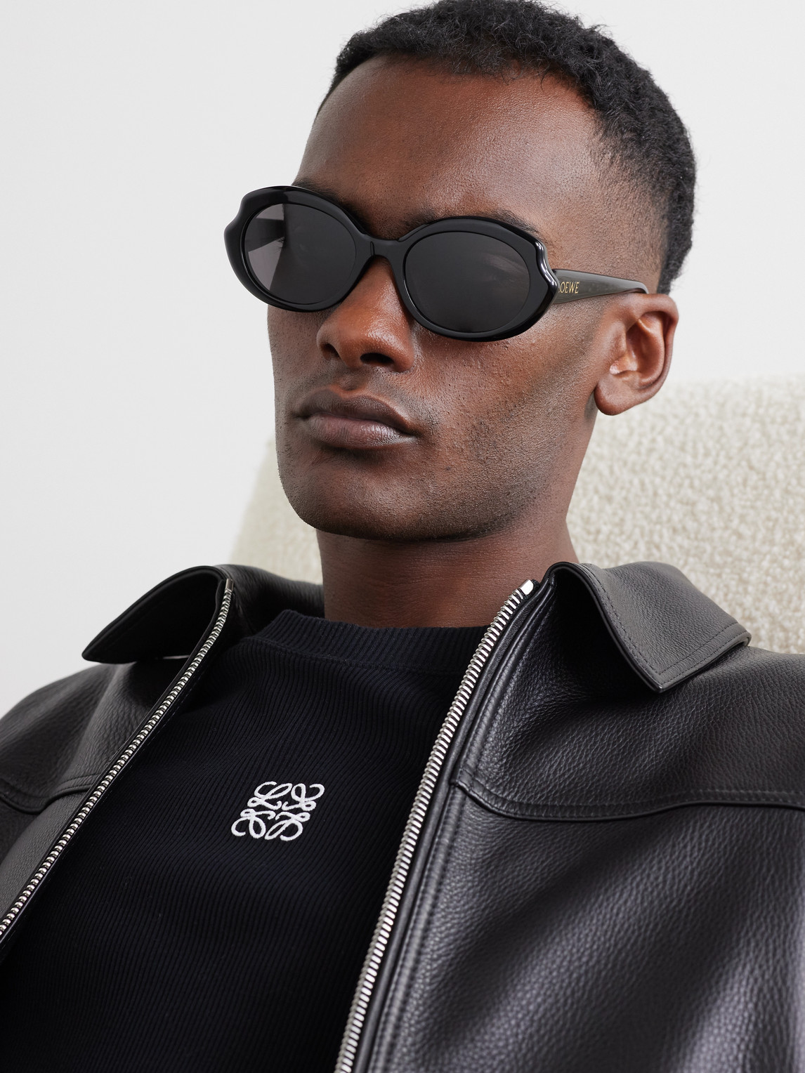 Loewe Oval-frame Acetate Sunglasses In Black