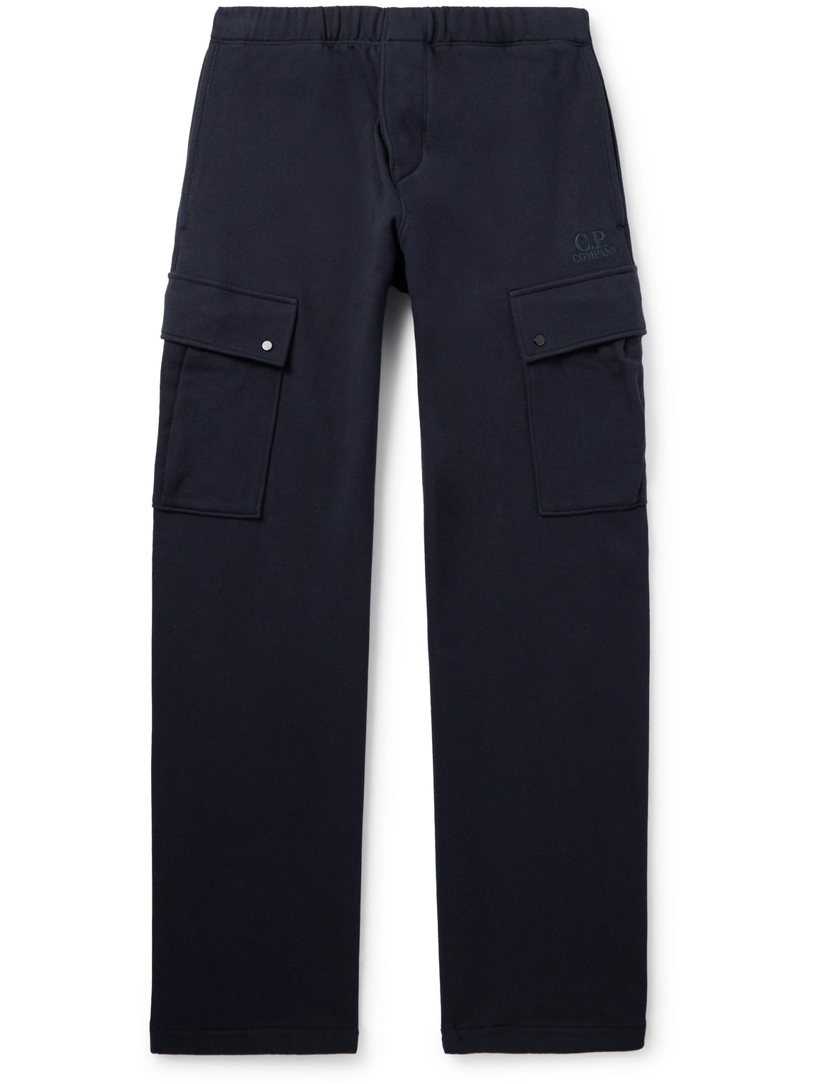 Wide-Leg Logo-Embroidered Cotton-Jersey Sweatpants
