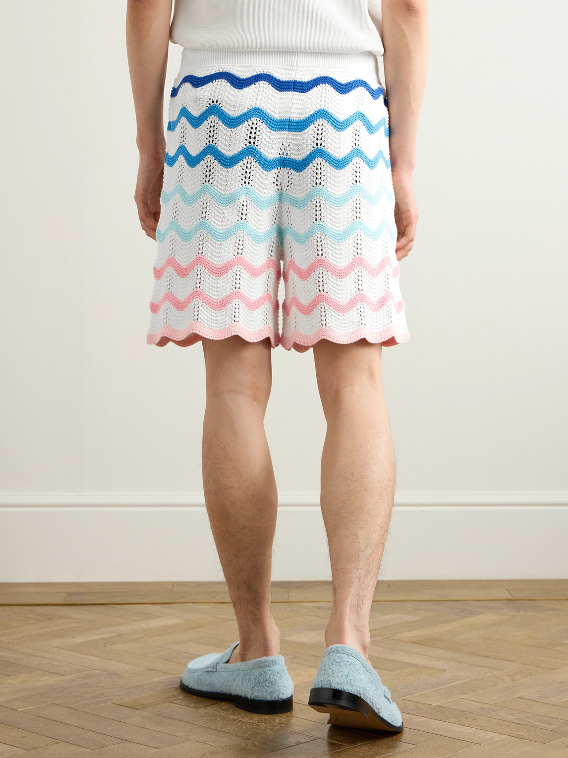 Casablanca Gradient Wave Crochet Shorts In Multicolor