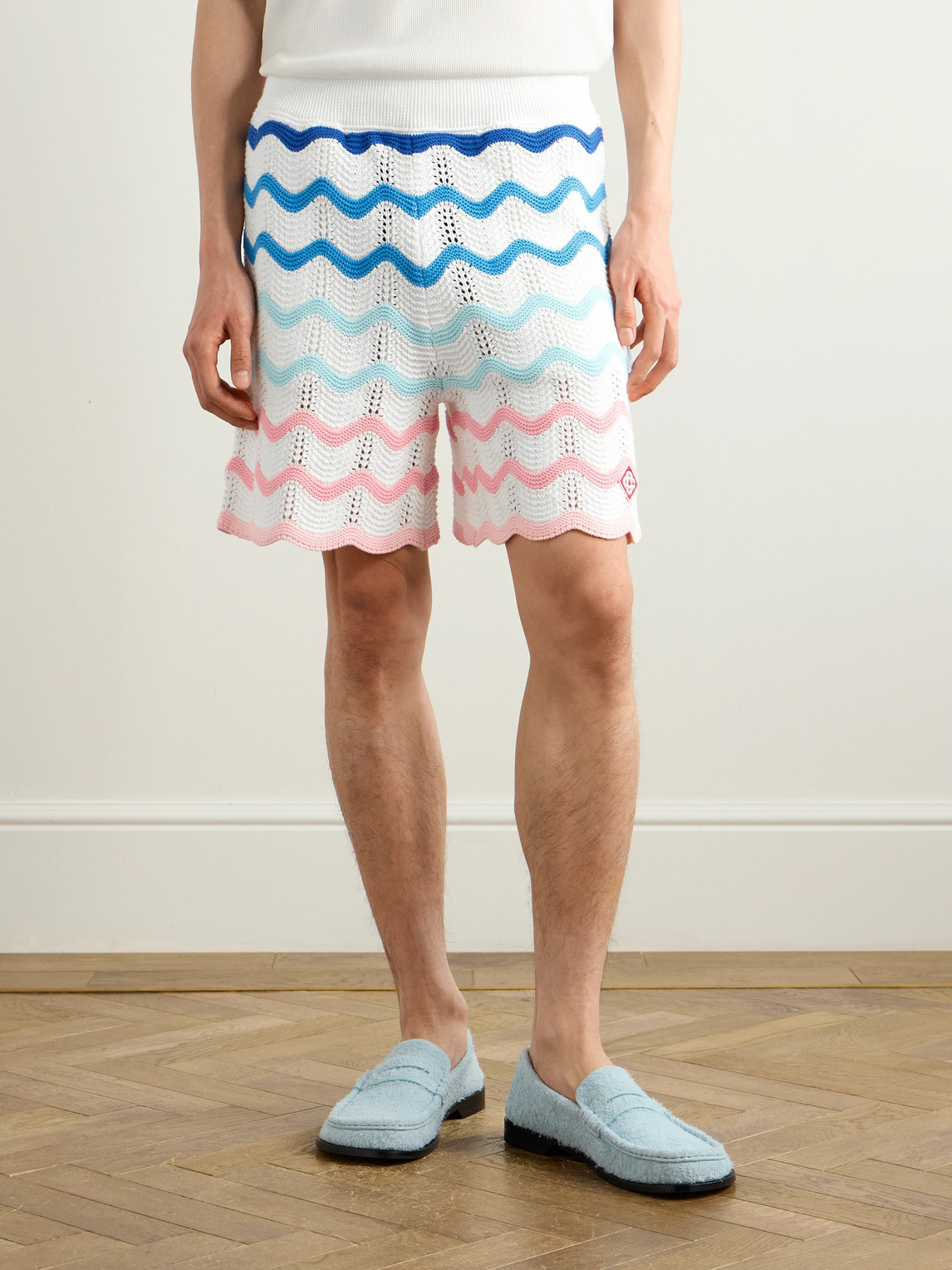 Casablanca Gradient Wave Crochet Shorts In Multicolor