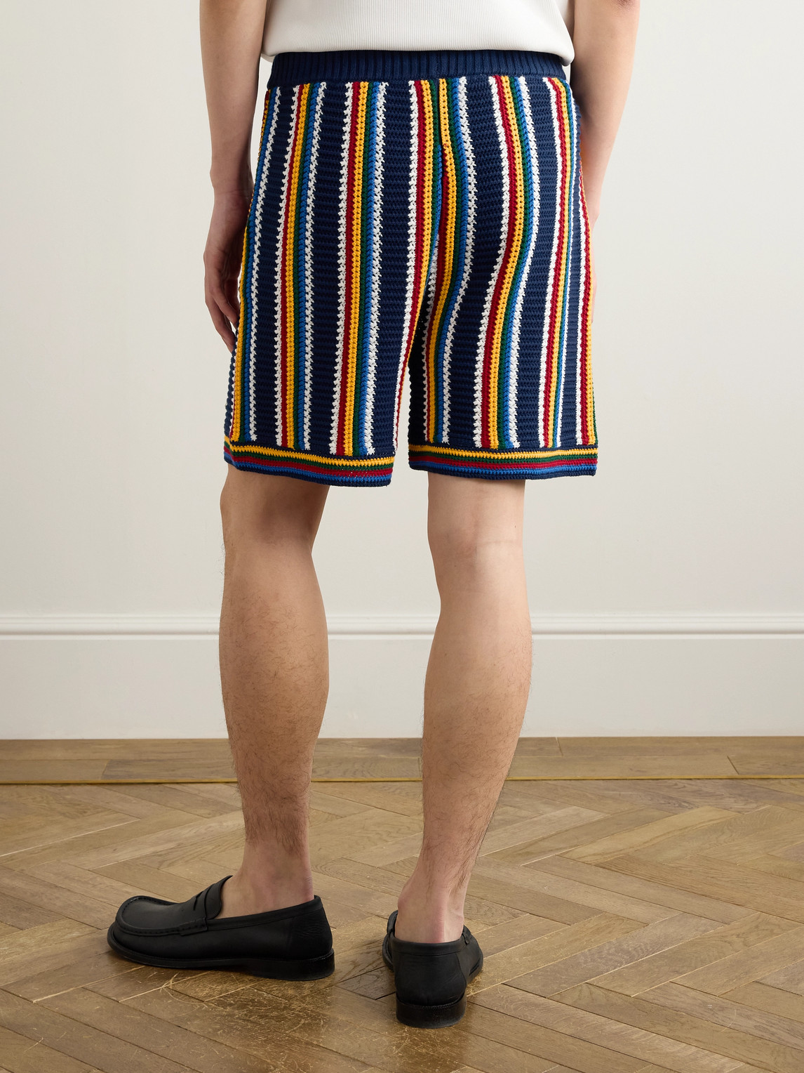 Casablanca 'striped Viscose Bermuda Shorts' In Blue