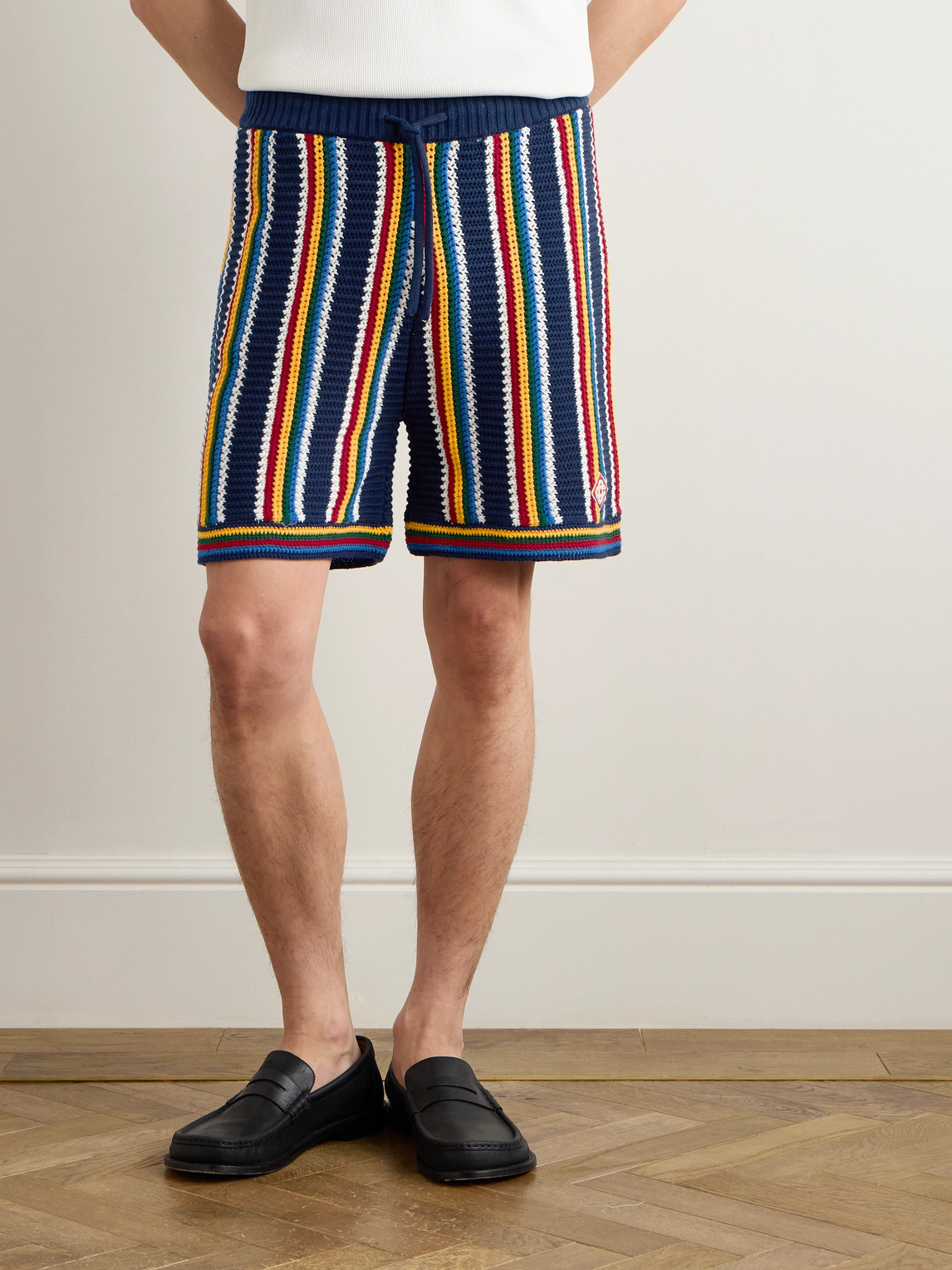 Casablanca 'striped Viscose Bermuda Shorts' In Blue