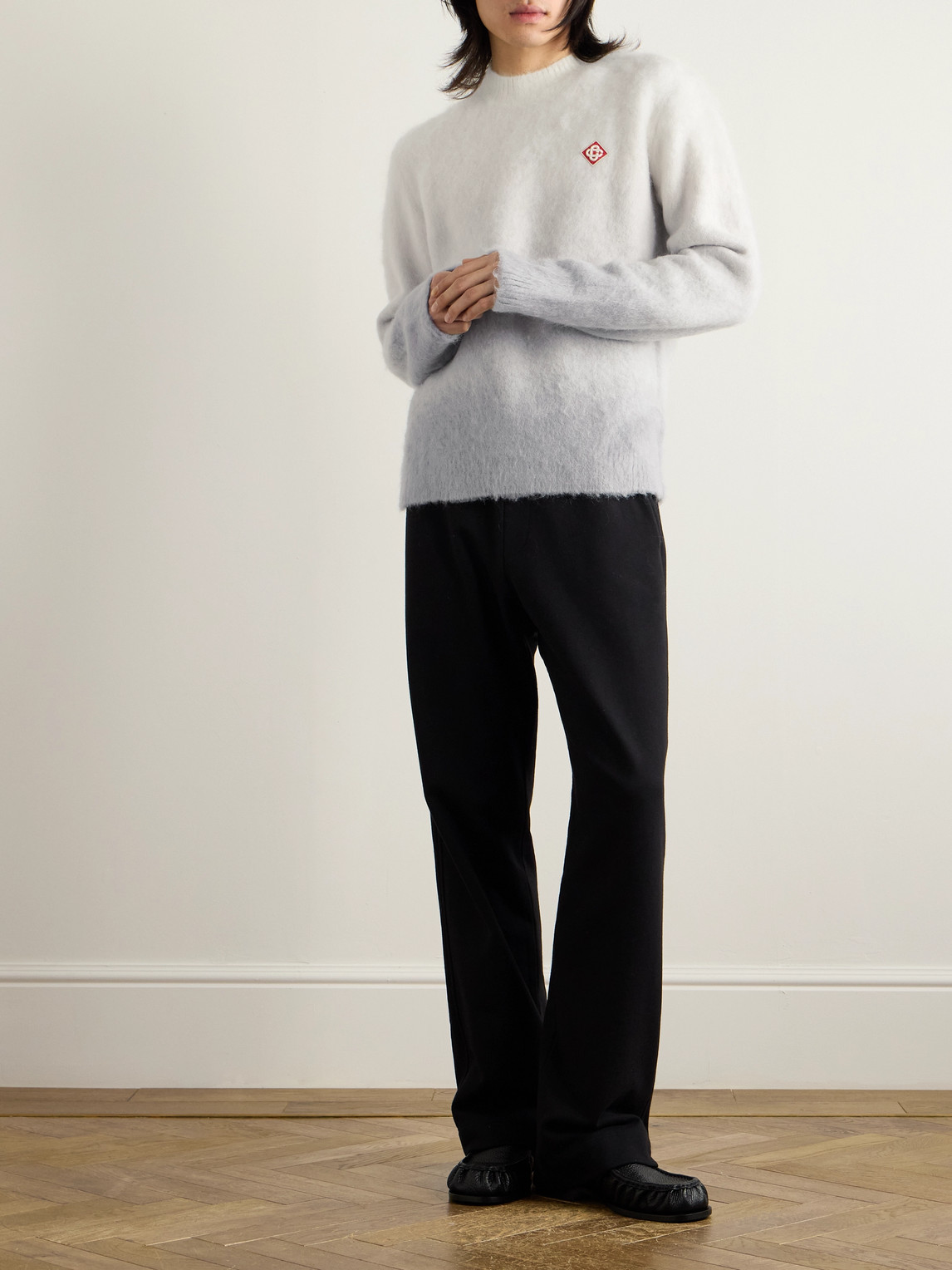 Casablanca - Logo-Appliquéd Dip-Dyed Brushed-Knit Sweater